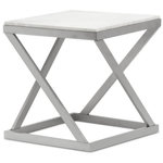 Paris Prix Table d'Appoint Design  Palamo  57cm Argent & Blanc