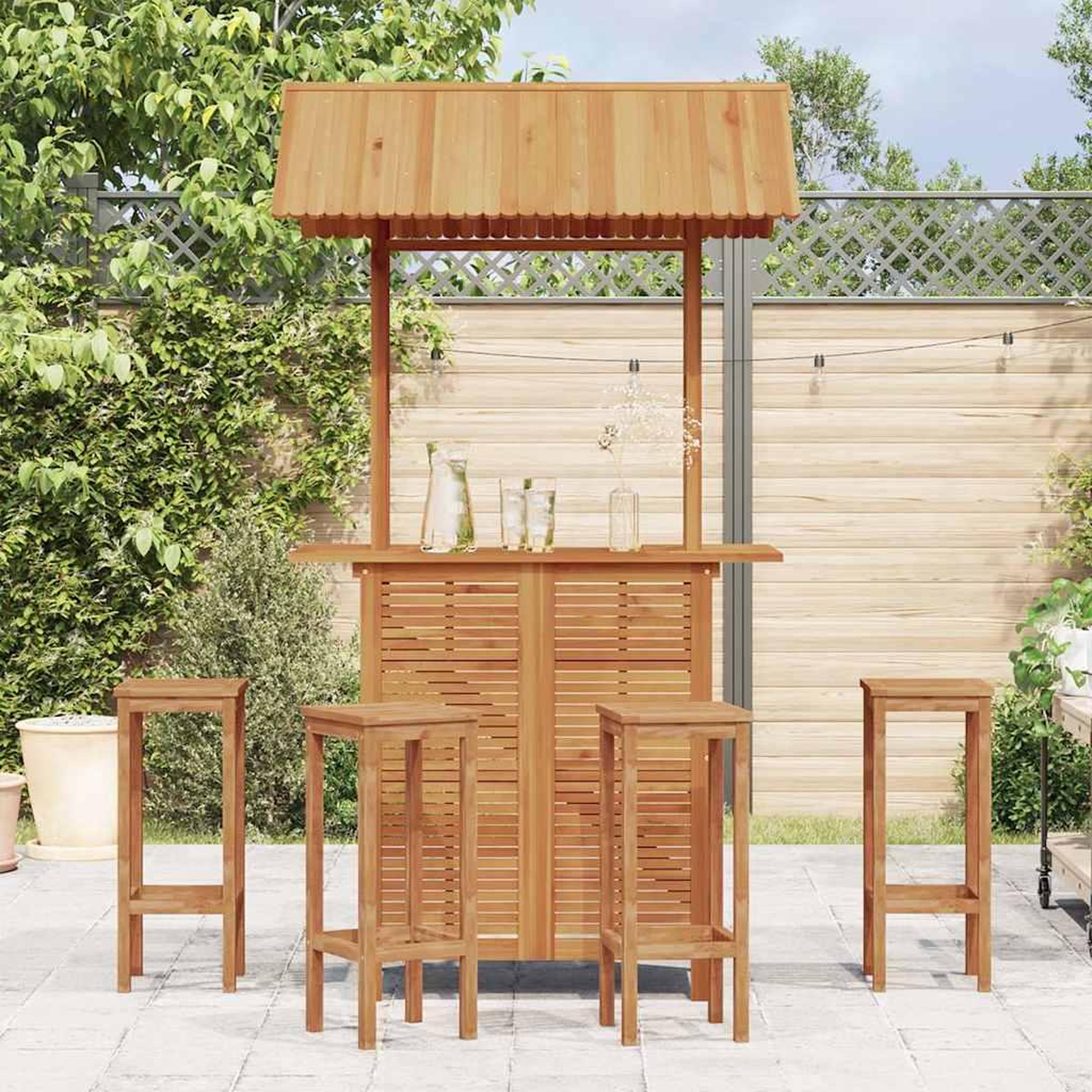Voir la diapositive 3 : VIDAXL Table de bar d'exterieur avec toit 113x106x217 cm bois d'acacia