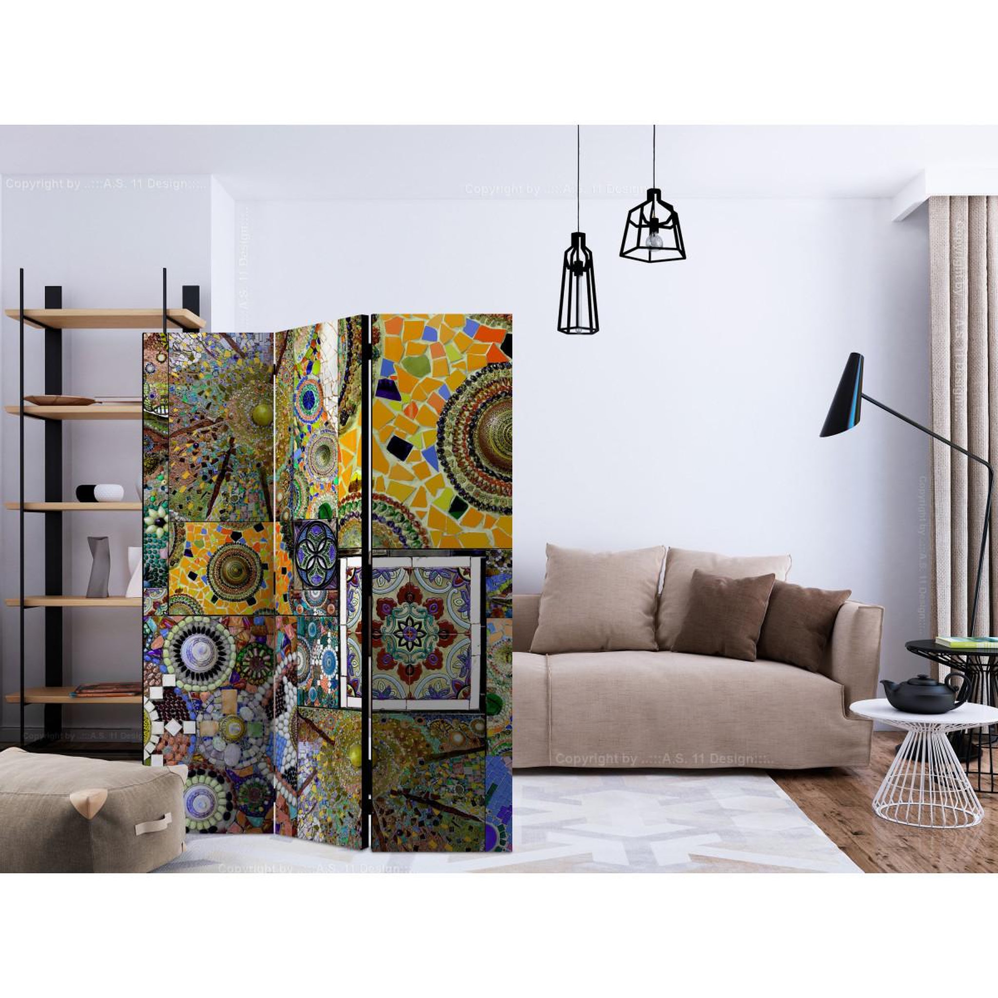 Voir la diapositive 2 : Paris Prix Paravent 3 volets  solar mosaic  135x172cm