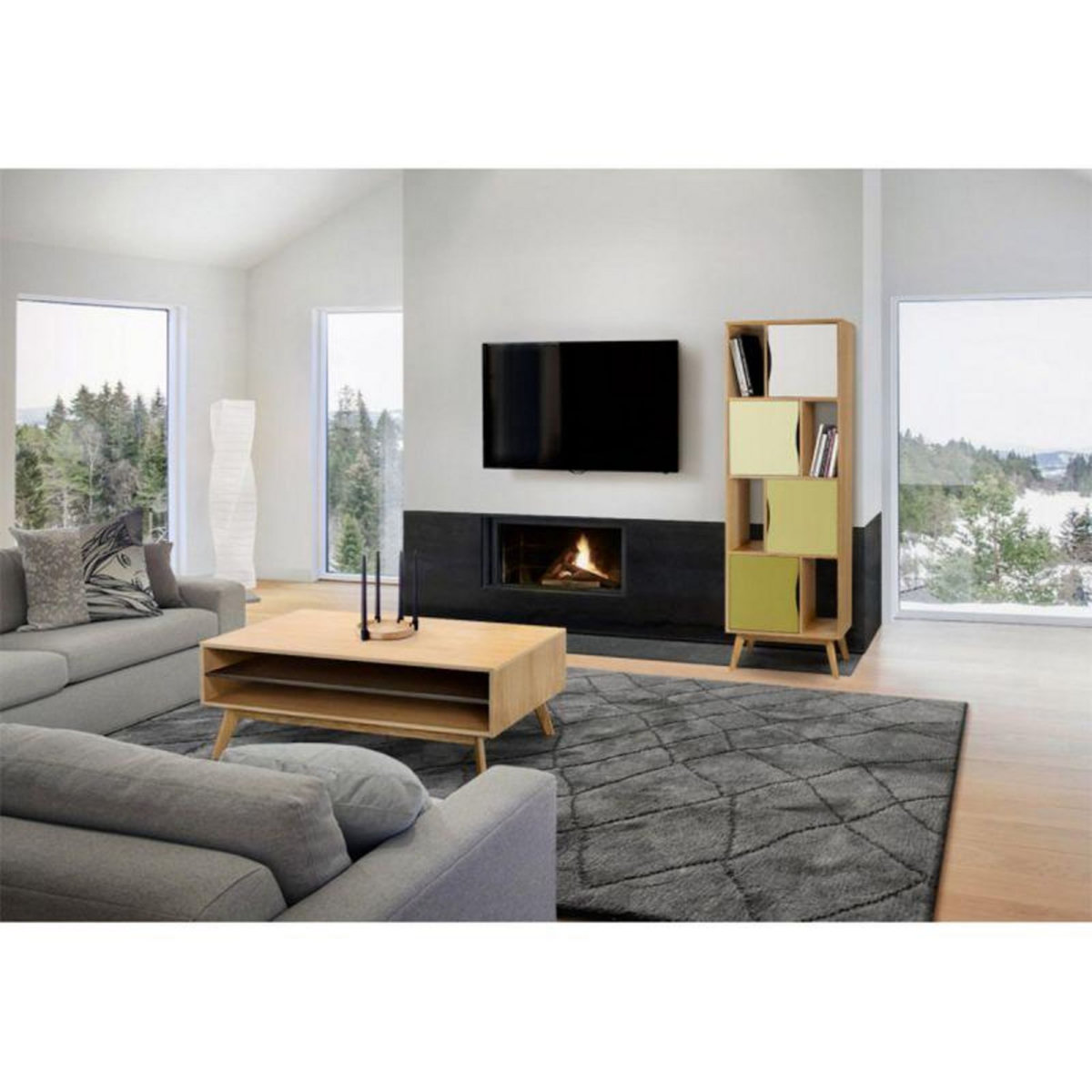 Paris Prix Bibliothèque Design  Avon  191cm Chêne & Vert