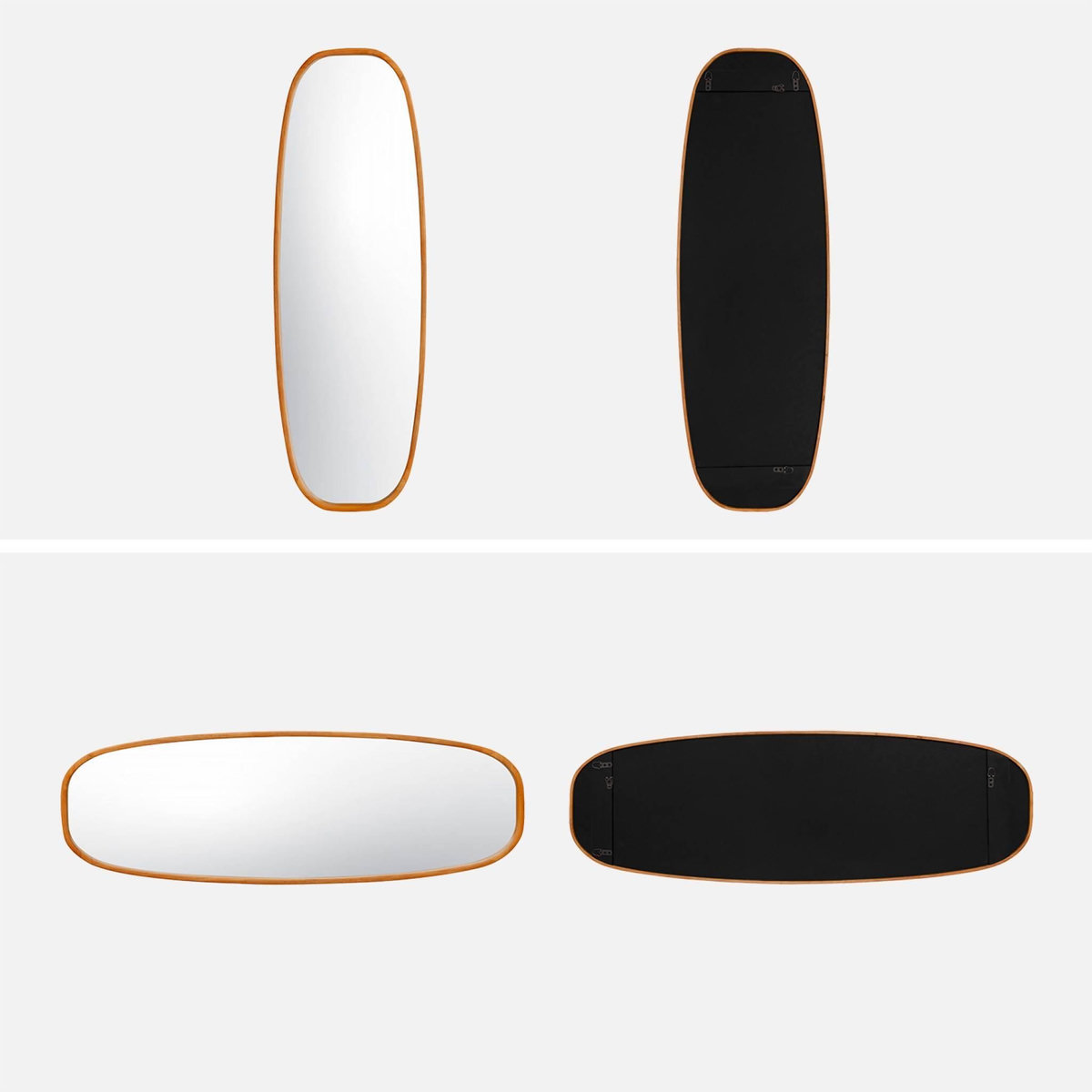 SWEEEK Miroir rectangulaire JAMIE en bois d'hévéa, bords arrondis, couleur bois clair, 2 tailles différentes