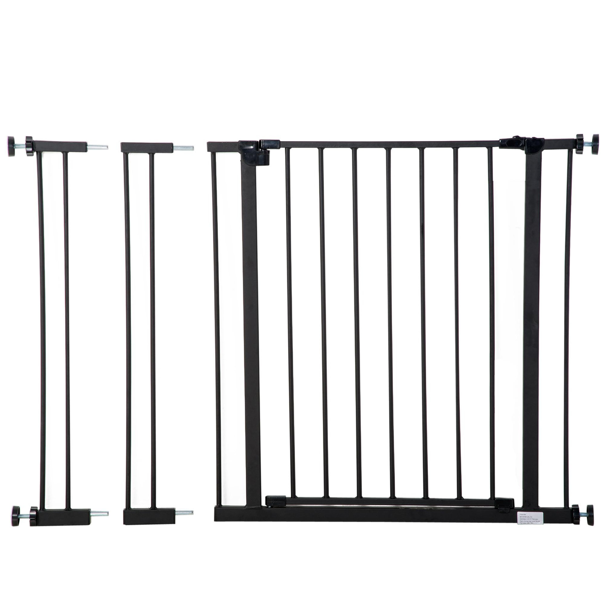 Voir la diapositive 6 : PAWHUT Barrière de sécurité longueur réglable dim. 76-107l x 76h cm sans perçage métal plastique noir