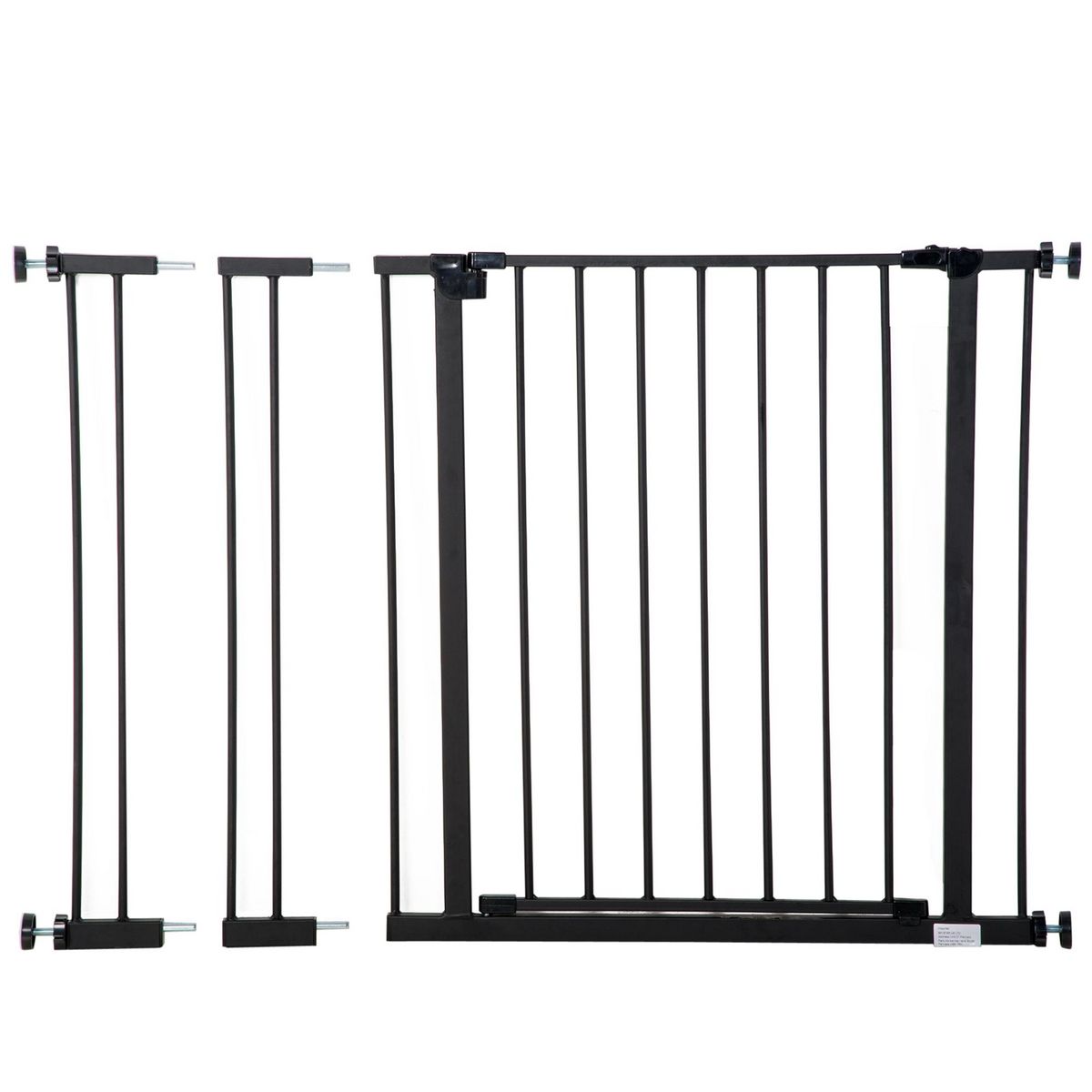 PAWHUT Barrière de sécurité longueur réglable dim. 76-107l x 76H cm sans perçage métal plastique noir