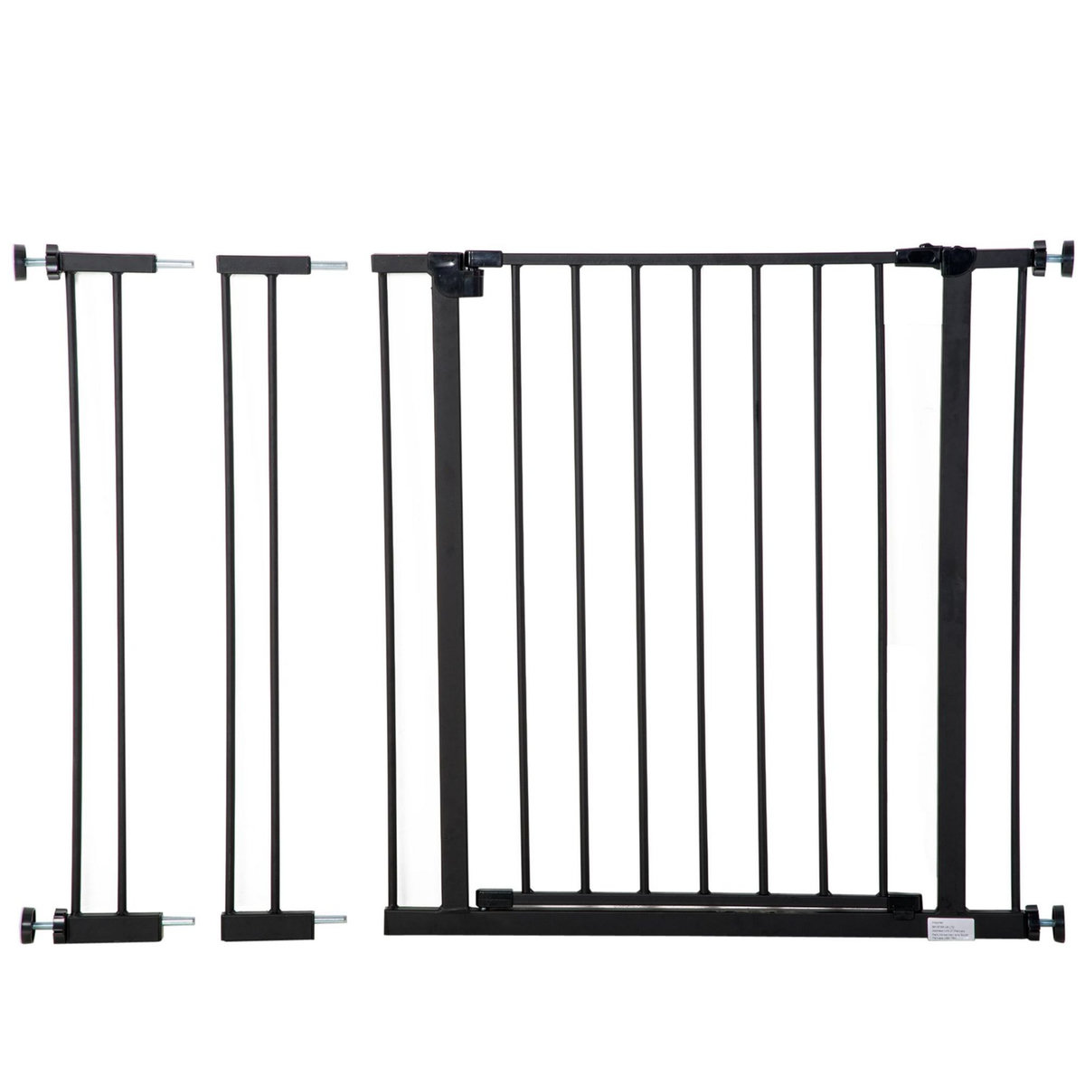 PAWHUT Barrière de sécurité longueur réglable dim. 76-107l x 76H cm sans perçage métal plastique noir