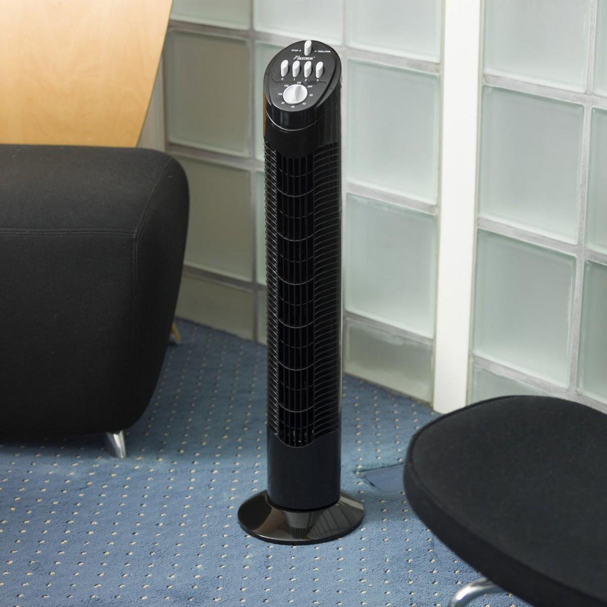 Bestron Ventilateur colonne 75cm 35w 3 vitesses noir - aft760z