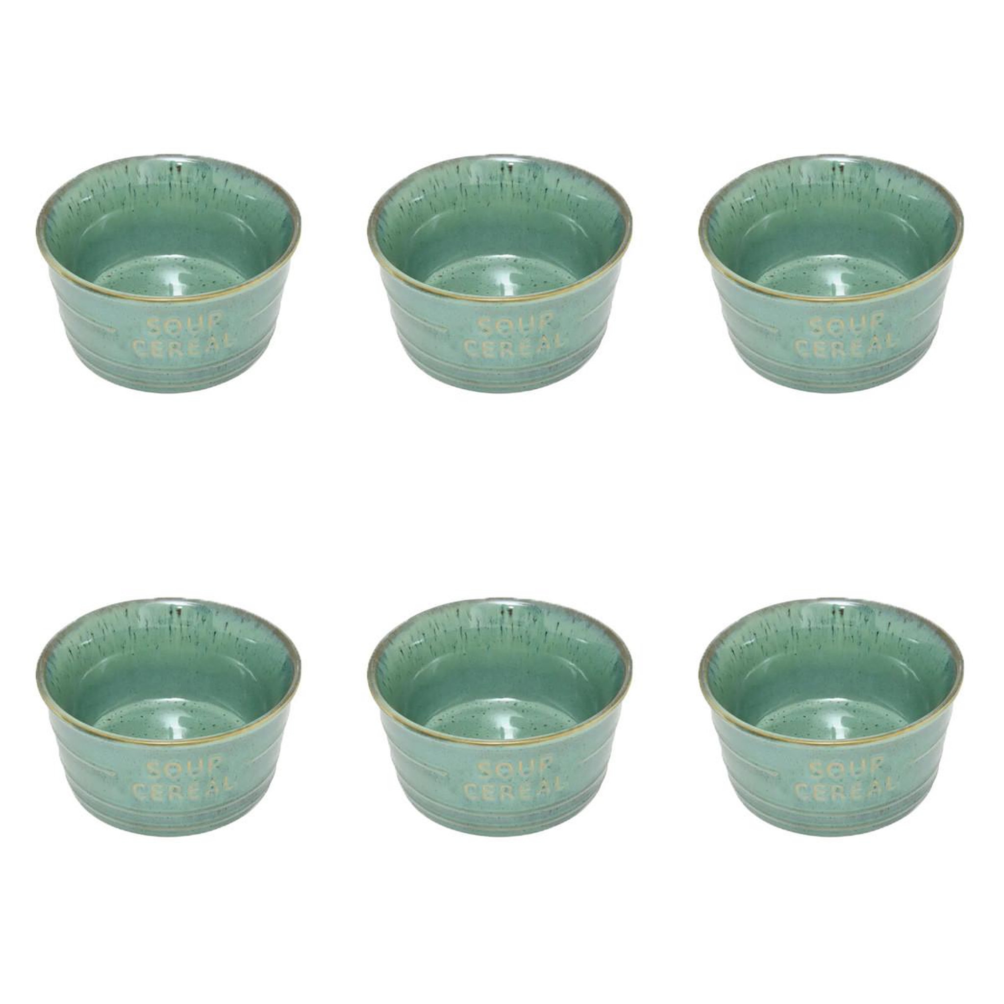 SECRET DE GOURMET Lot de 6 bols en faïence  joel  50cl vert