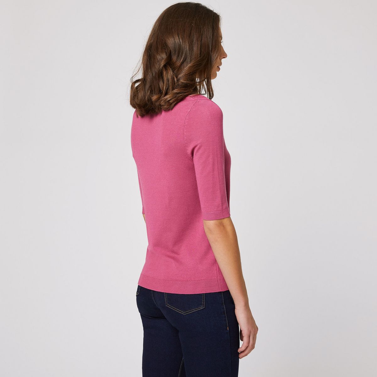 IN EXTENSO Pull col rond manches 3/4 rose femme