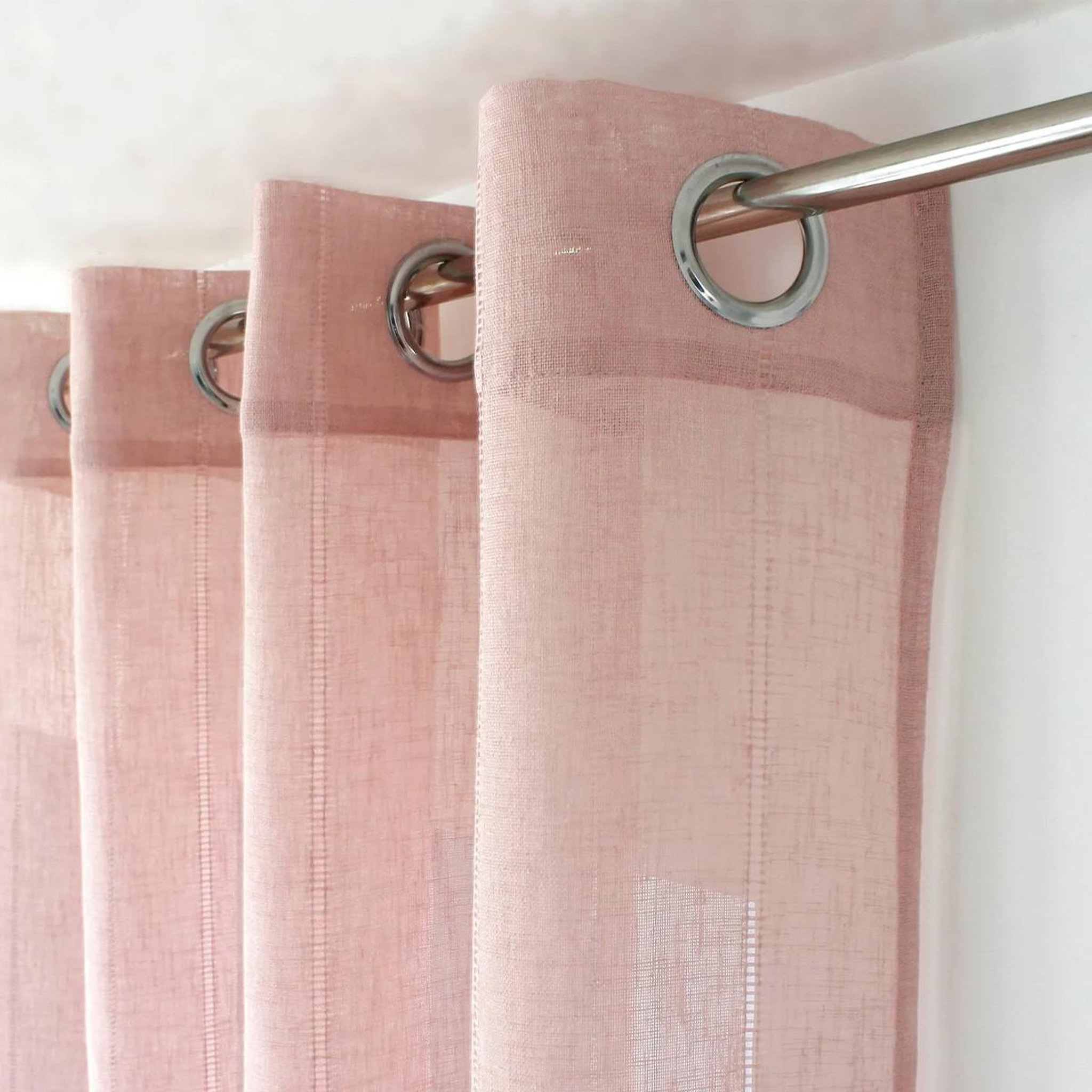 Voir la diapositive 3 : ENJOY HOME Rideau voilage effet lin  elena  140x240cm rose