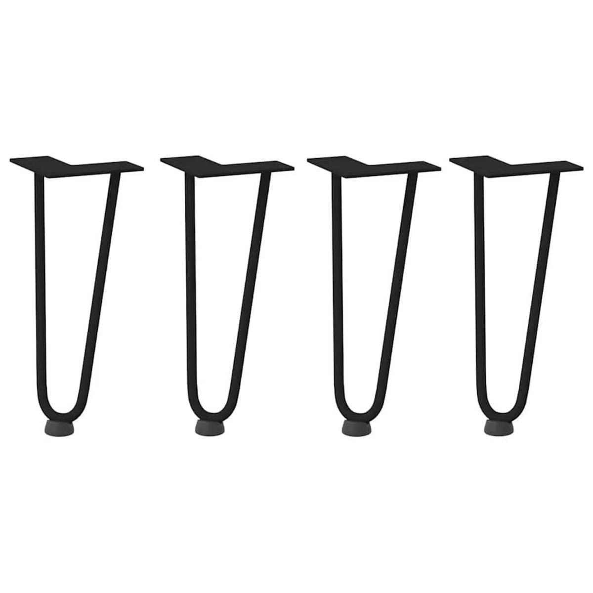 VIDAXL Pieds de table en forme d'epingle a cheveux 4 pcs noir 30 cm