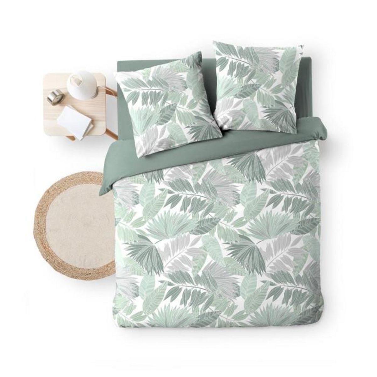 Paris Prix Parure de Lit 3 Pièces  Epicea  240x220cm Vert