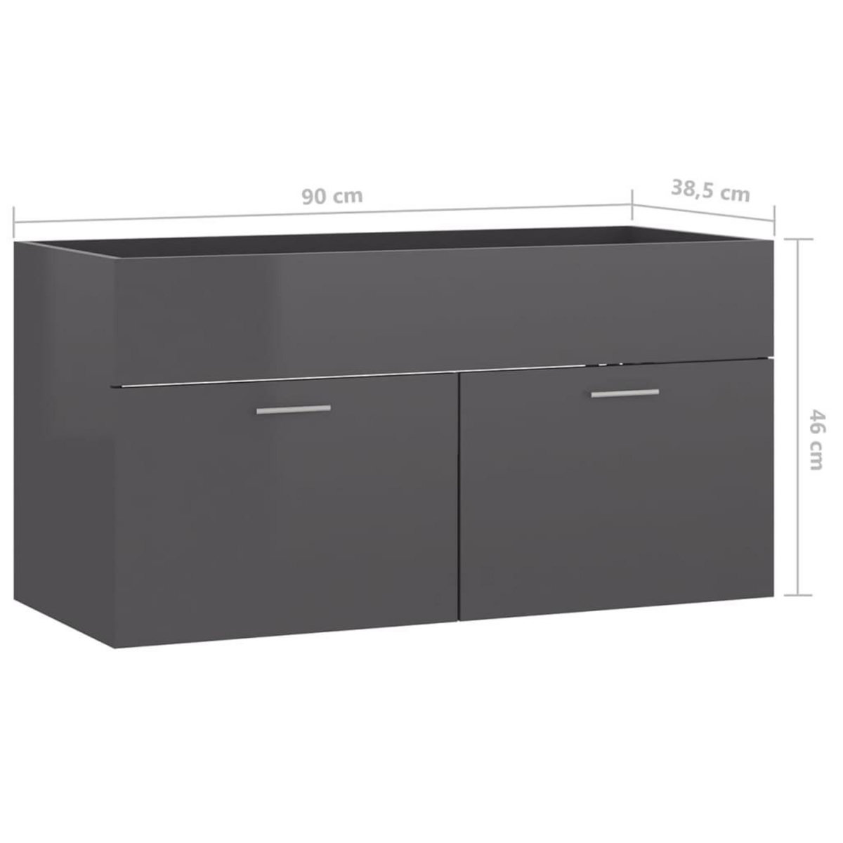 VIDAXL Armoire d'evier avec lavabo integre Gris brillant Agglomere