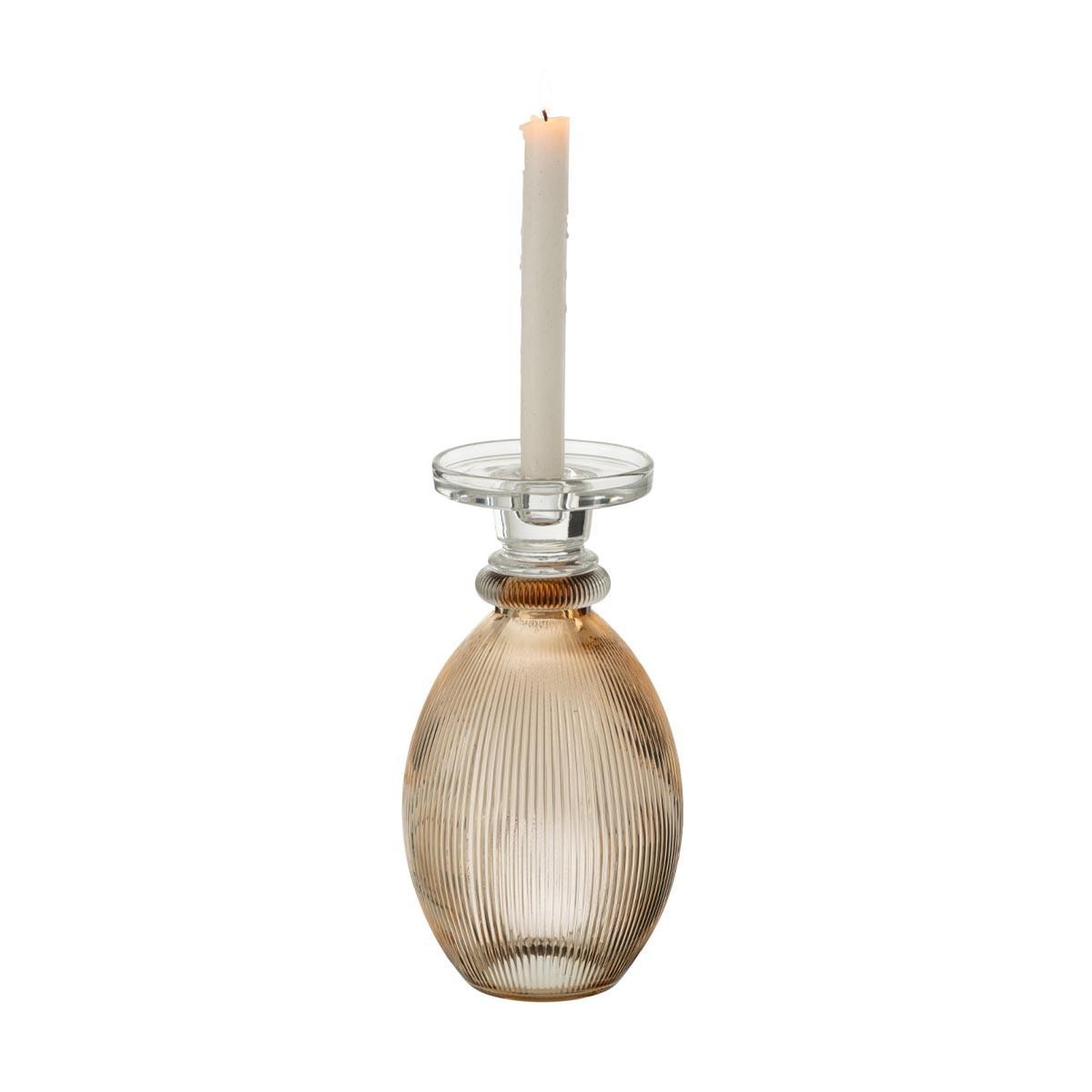 Voir la diapositive 2 : J-LINE Chandelier vase en verre  malik  28cm taupe