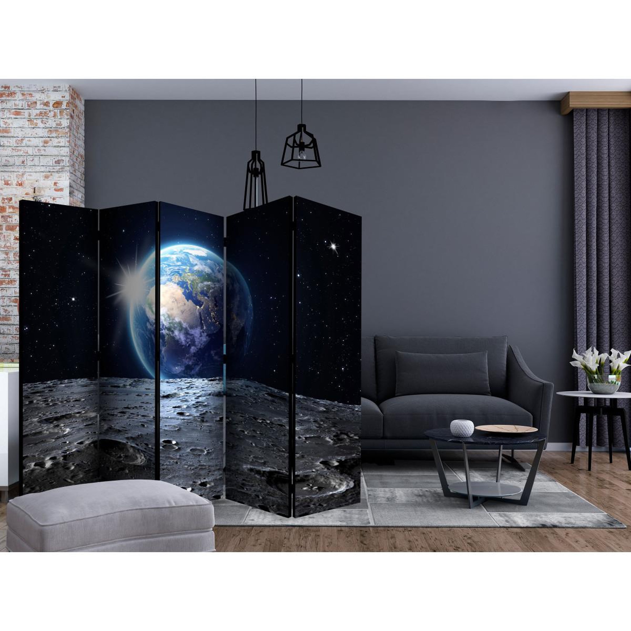 Voir la diapositive 2 : Paris Prix Paravent 5 volets  view of the blue planet  172x225cm