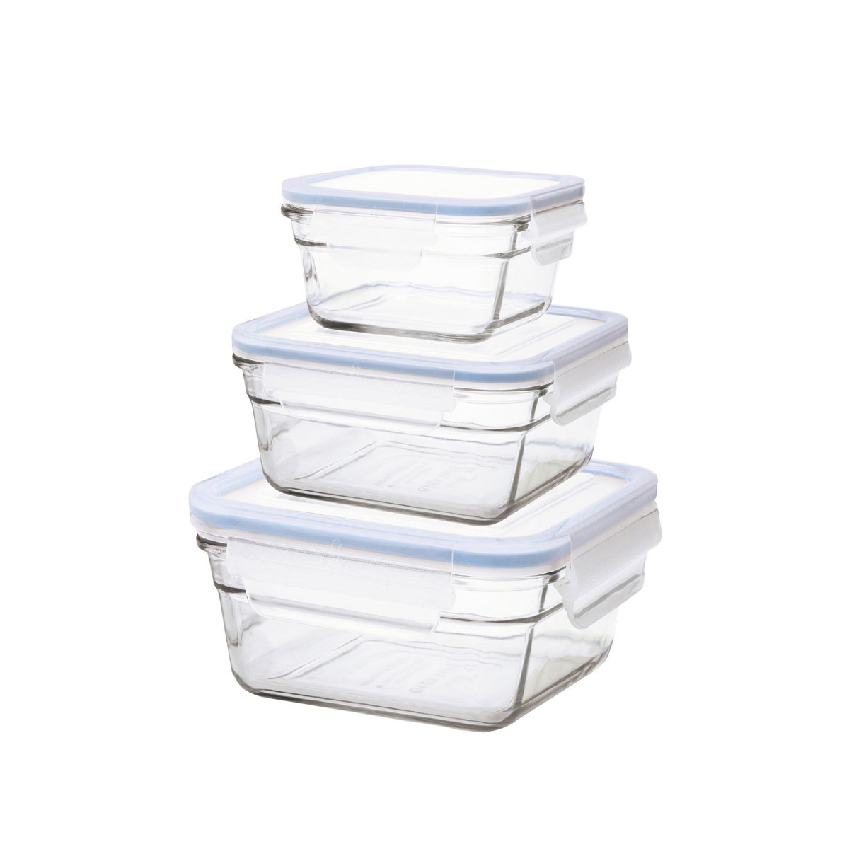 Lot de 3 boîtes alimentaires carrés en verre