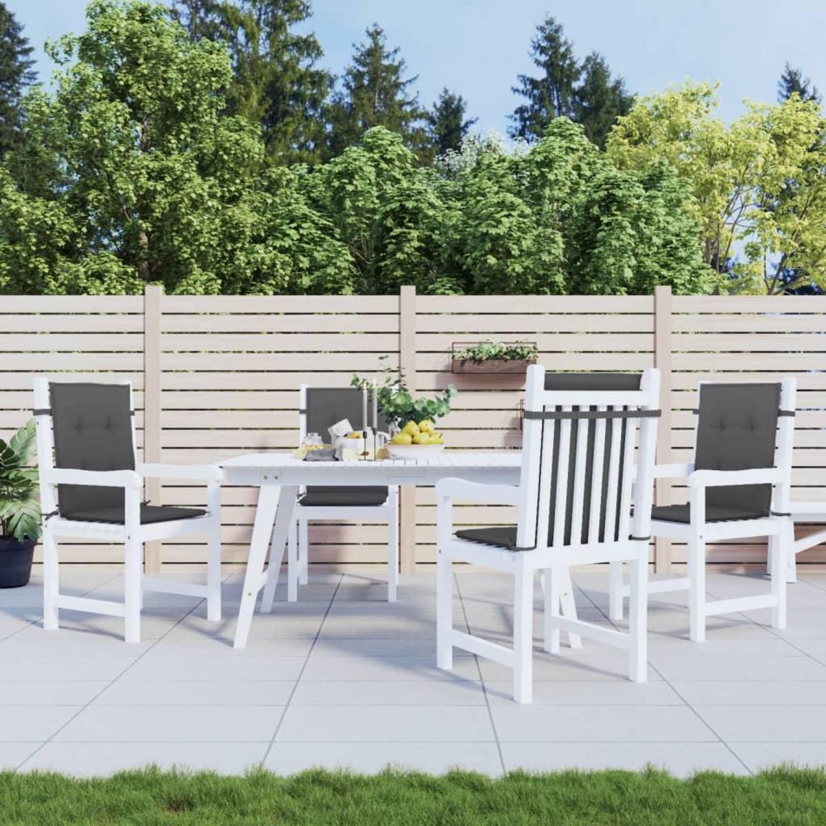 VIDAXL Coussins de chaise a dossier bas lot de 4 anthracite melange