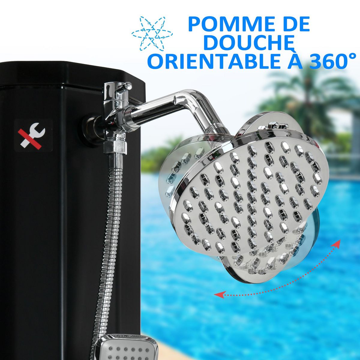 OUTSUNNY Douche solaire d'extérieur réservoir 35L pression max. 3,5 bar noir