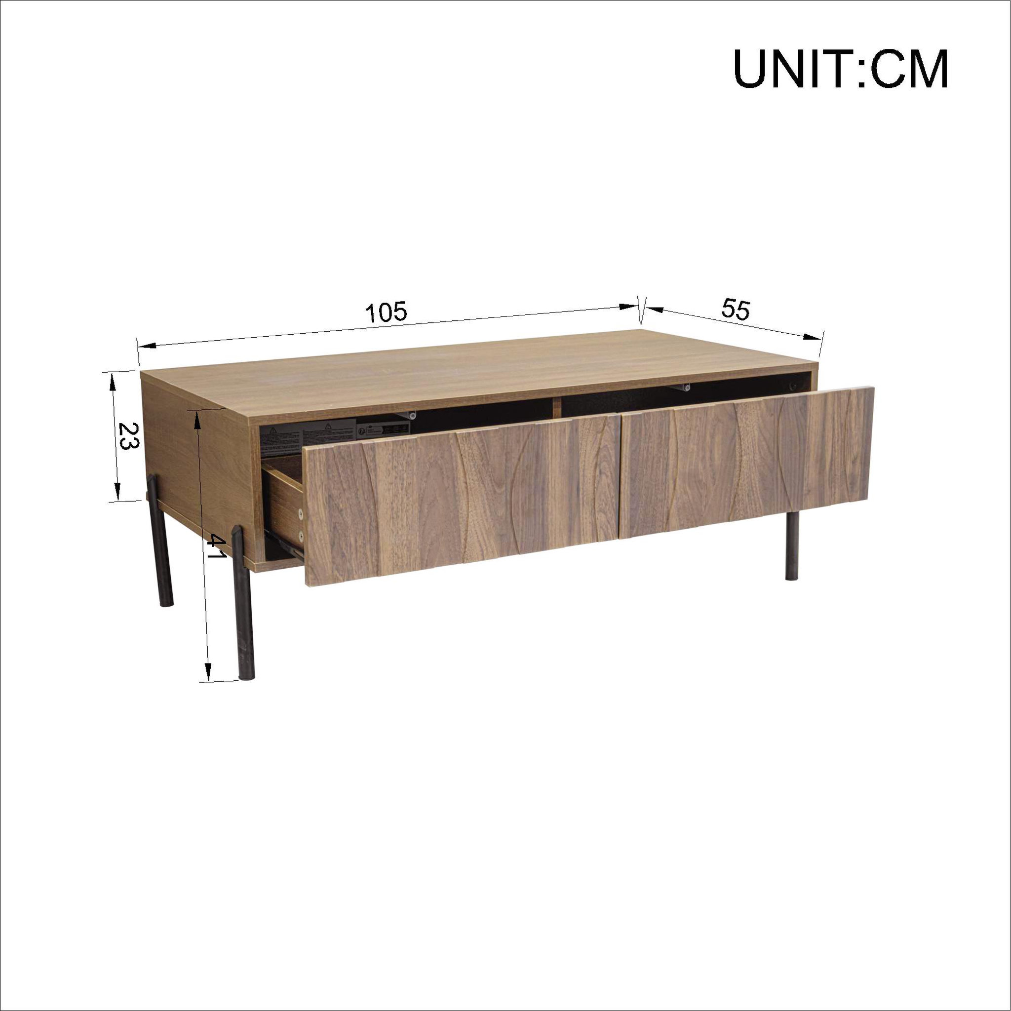 Voir la diapositive 3 : MERAX Table basse rectangulaire naturel avec 2 tiroirs - 55x105 cm mdf
