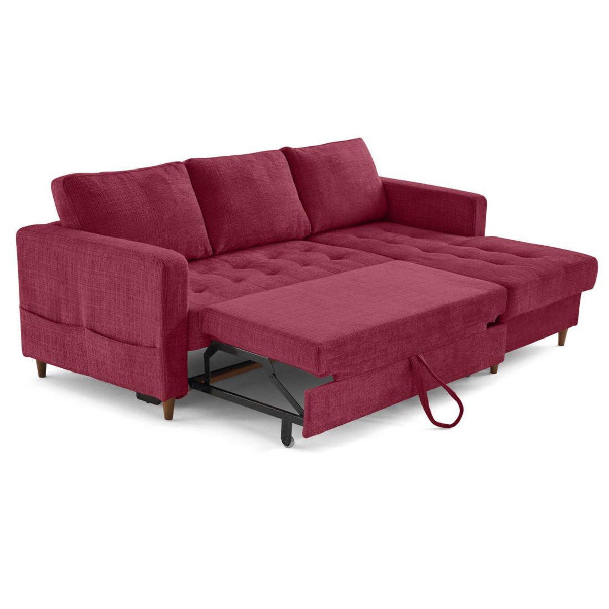 LISA DESIGN Anna - canapé d'angle droit 4 places convertible avec coffre en velours texturé