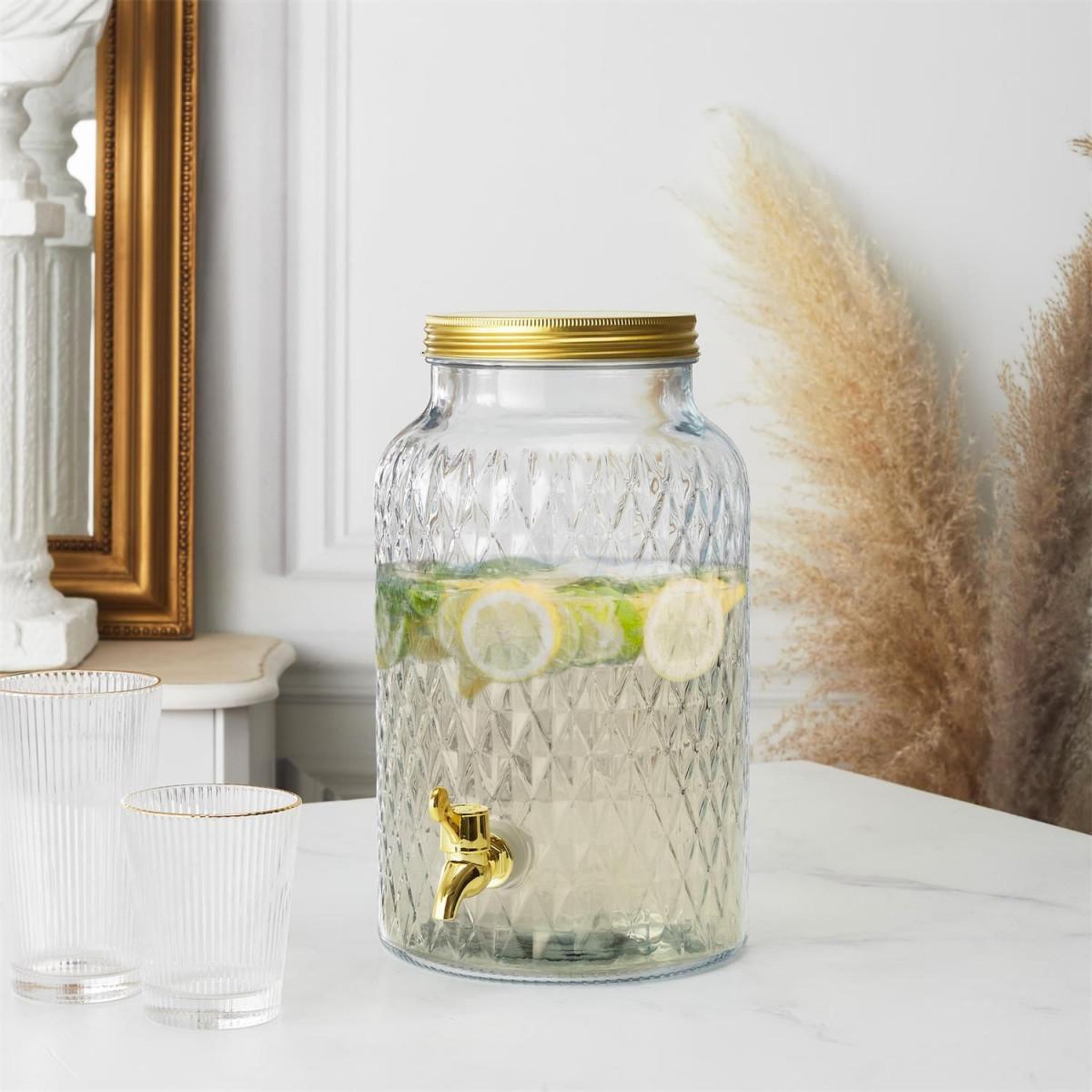 Voir la diapositive 3 : The Home Deco Factory Fontaine à boisson  diamant  6l transparent & or