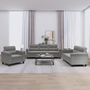 Voir la diapositive 1 : VIDAXL Ensemble de canapes 3 pcs coussins gris fonce tissu microfibre