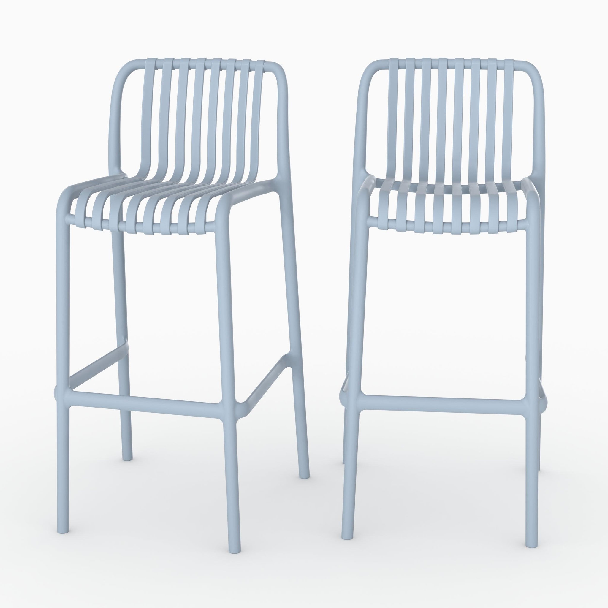 MAISON PAVANE Lot de 2 chaises de bar de jardin 76 cm en plastique bleu pastel-duli