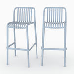 MAISON PAVANE Lot de 2 chaises de bar de jardin 76 cm en plastique bleu pastel-Duli