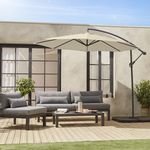 SWEEEK Parasol déporté rond Hardelot diamètre 350cm excentré  8 baleines. Coloris disponibles : Vert, Bleu, Beige, Gris, Marron, Orange