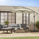 SWEEEK Parasol déporté rond Hardelot diamètre 350cm excentré  8 baleines. Coloris disponibles : Bleu, Orange, Beige, Vert, Marron, Gris