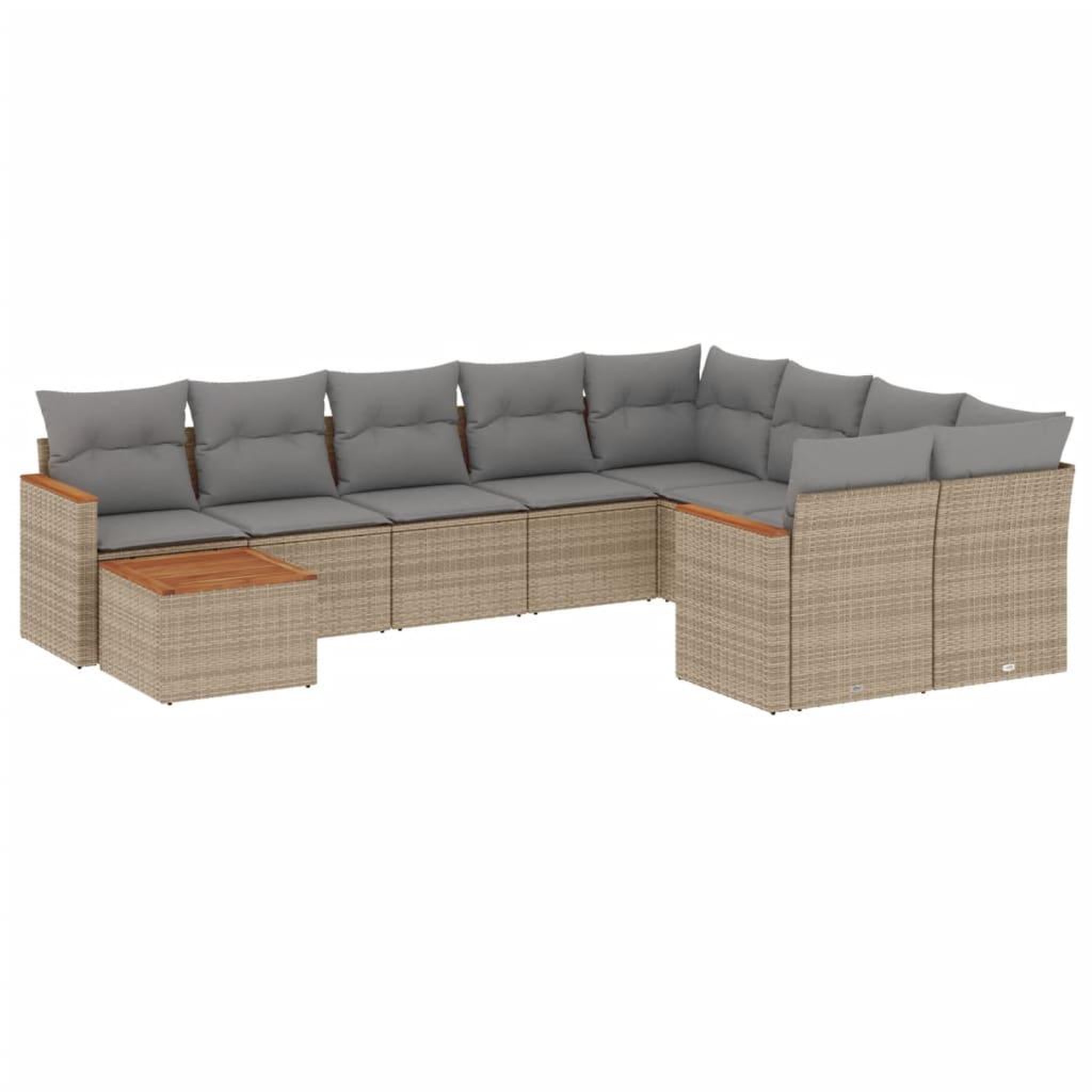 Voir la diapositive 2 : VIDAXL Salon de jardin avec coussins 10 pcs beige resine tressee