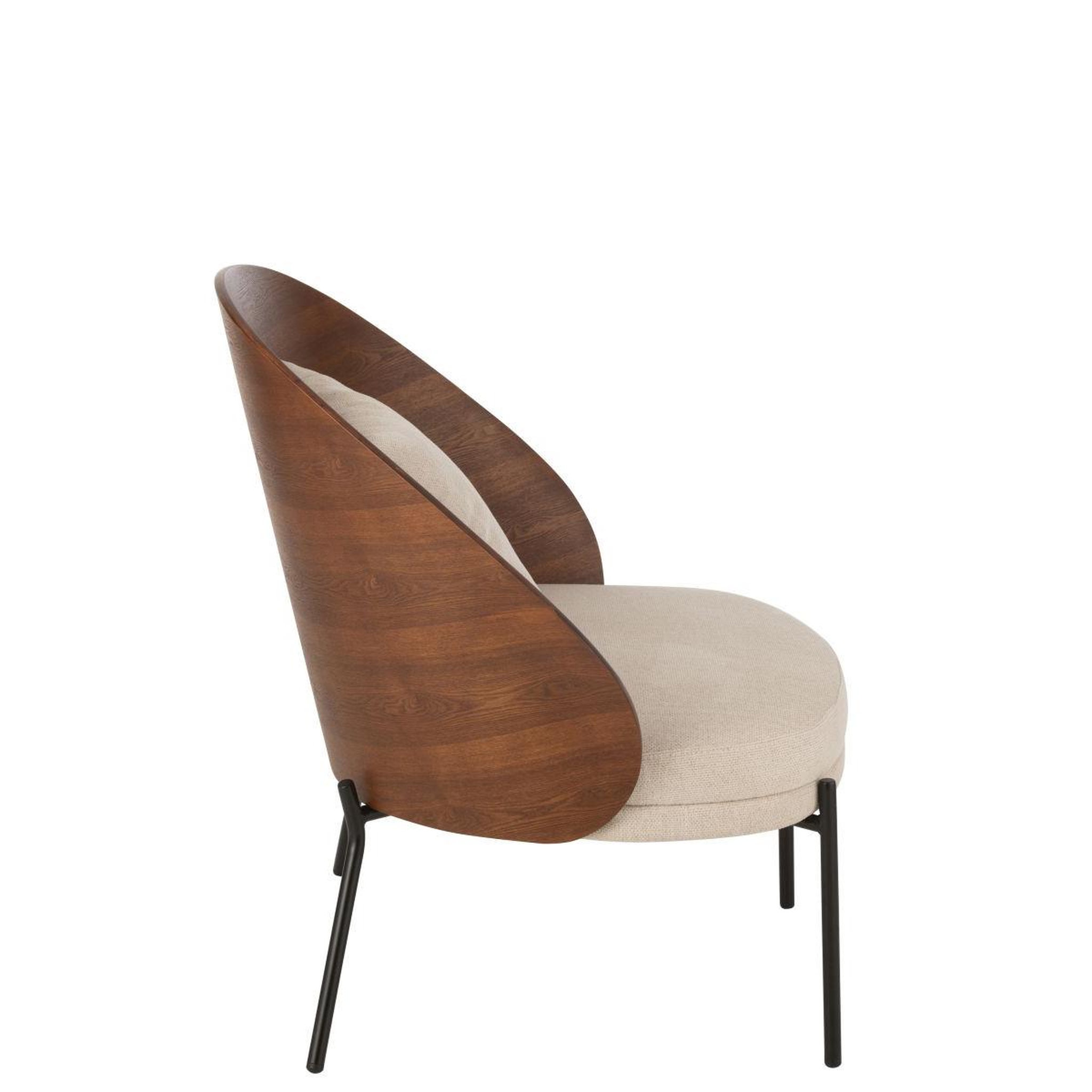 Voir la diapositive 3 : J-LINE Fauteuil lounge design  lone  81cm marron & beige