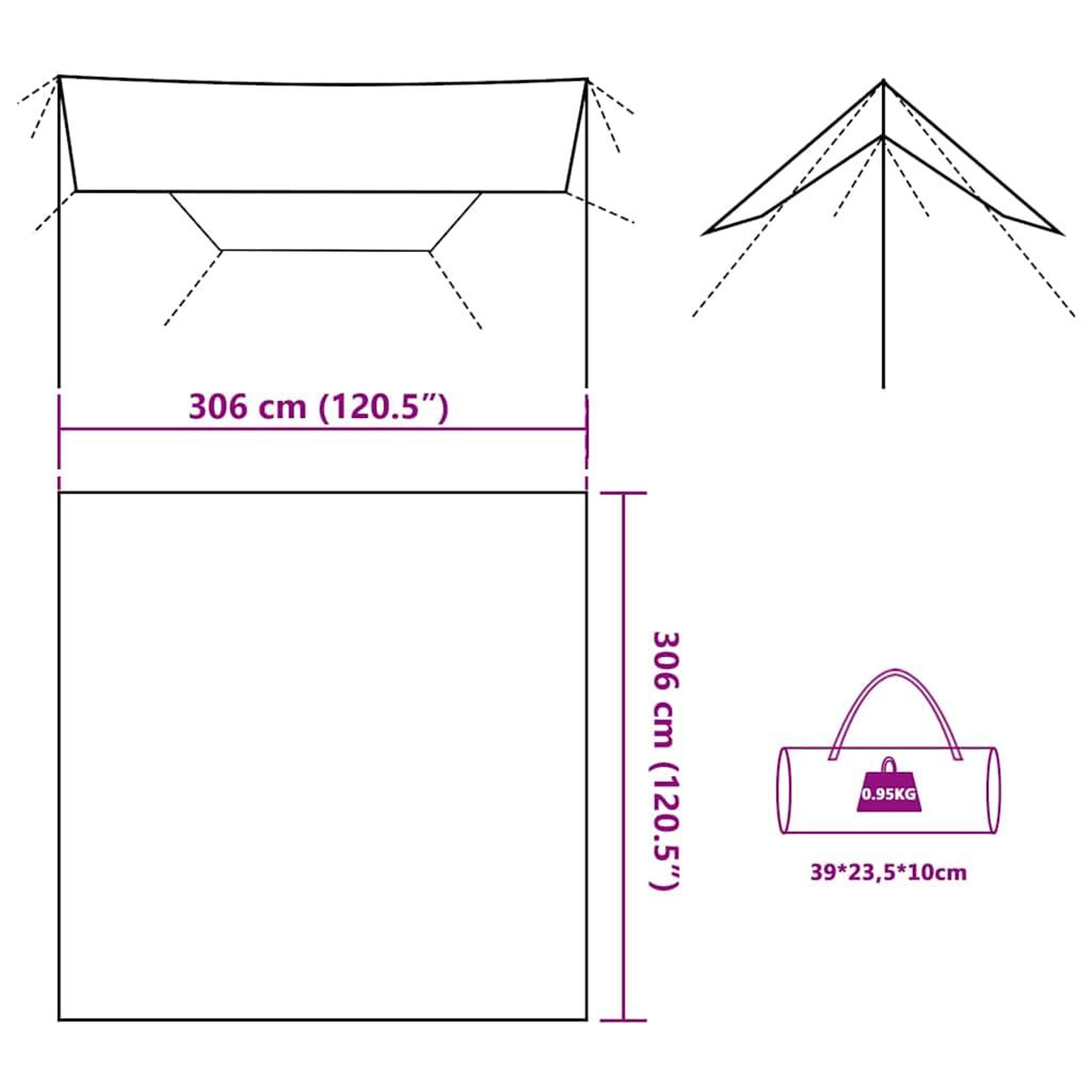 Voir la diapositive 6 : VIDAXL Bache de camping camouflage 306x306 cm impermeable
