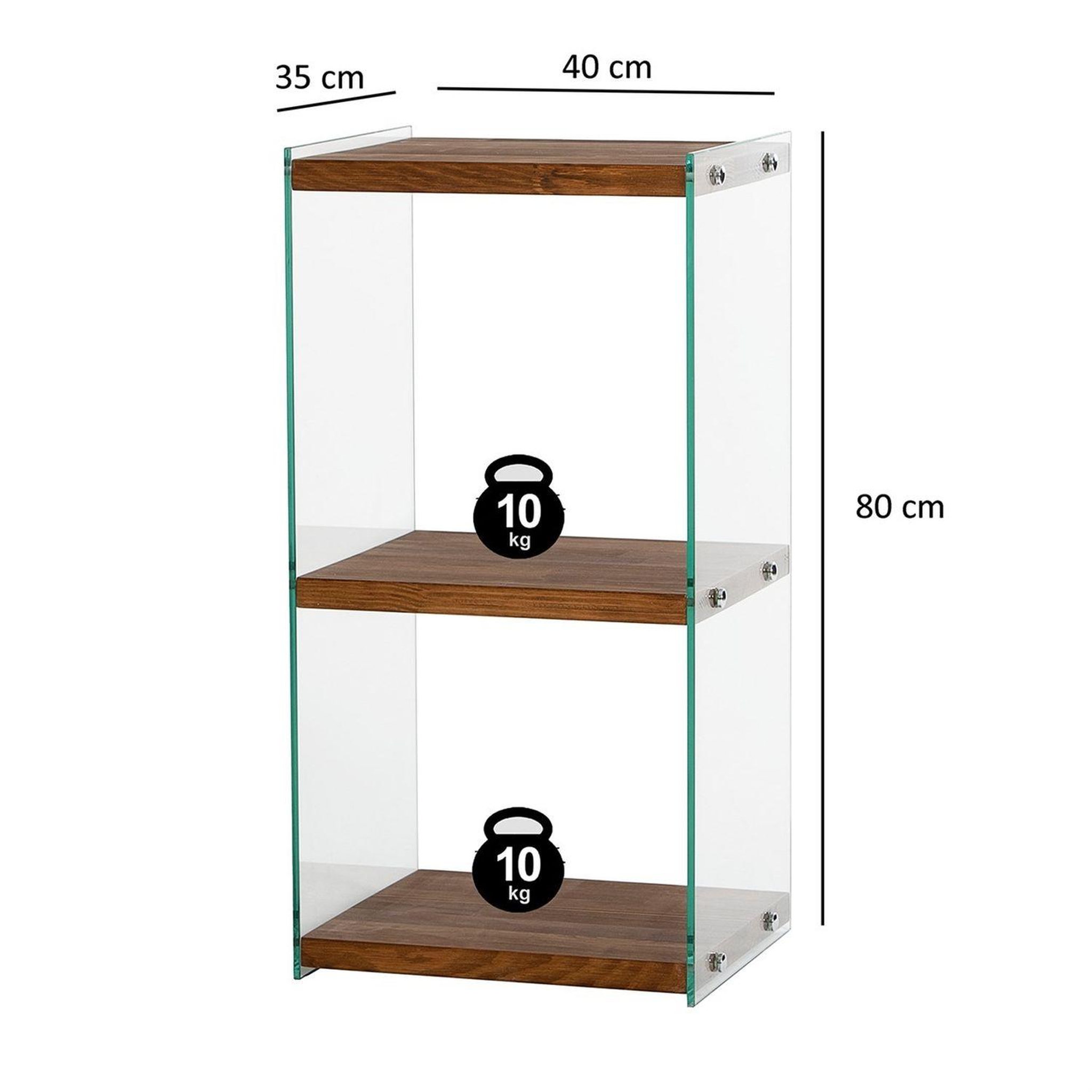 Voir la diapositive 3 : TOILINUX Etagère 3 niveaux en verre et bois foncé aqua - marron