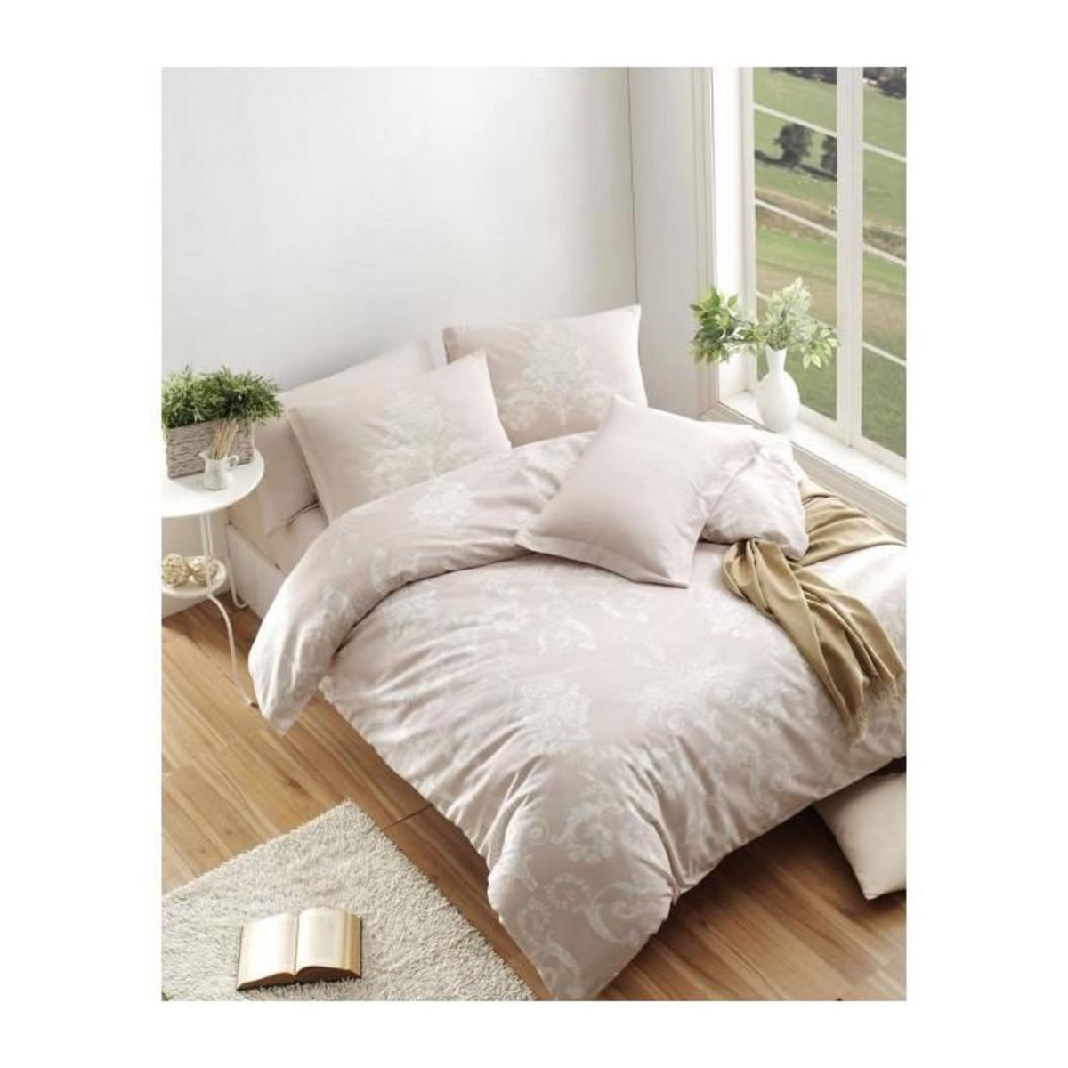 GENERIQUE Parure de lit - 1 housse de couette 220 x 240 cm + 2 taies d'oreiller 60 x 60 cm - 65% coton, 35% polyester - Vison