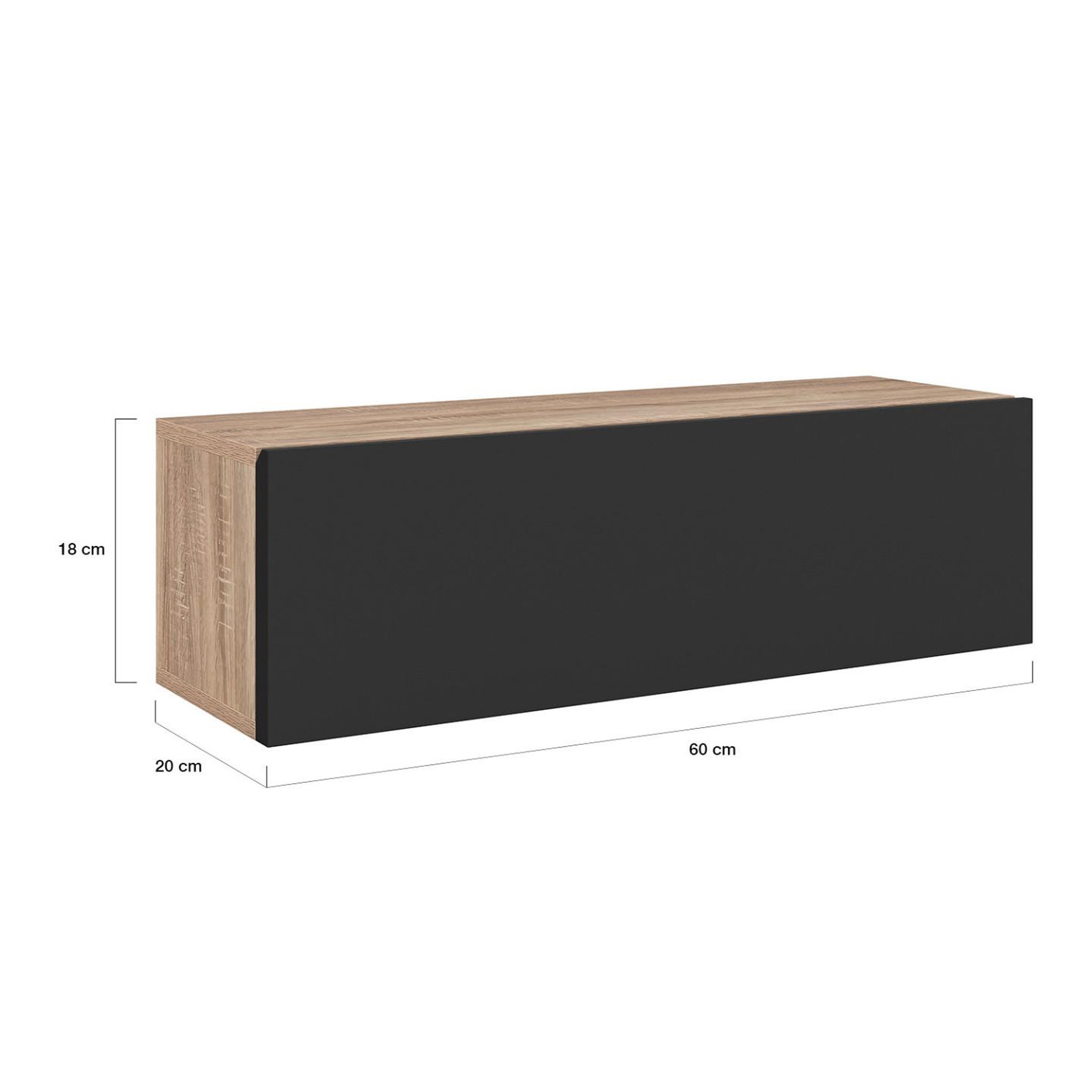 Voir la diapositive 5 : ID MARKET Lot de 2 consoles suspendues étagères murales elyos 1 porte bois et noir