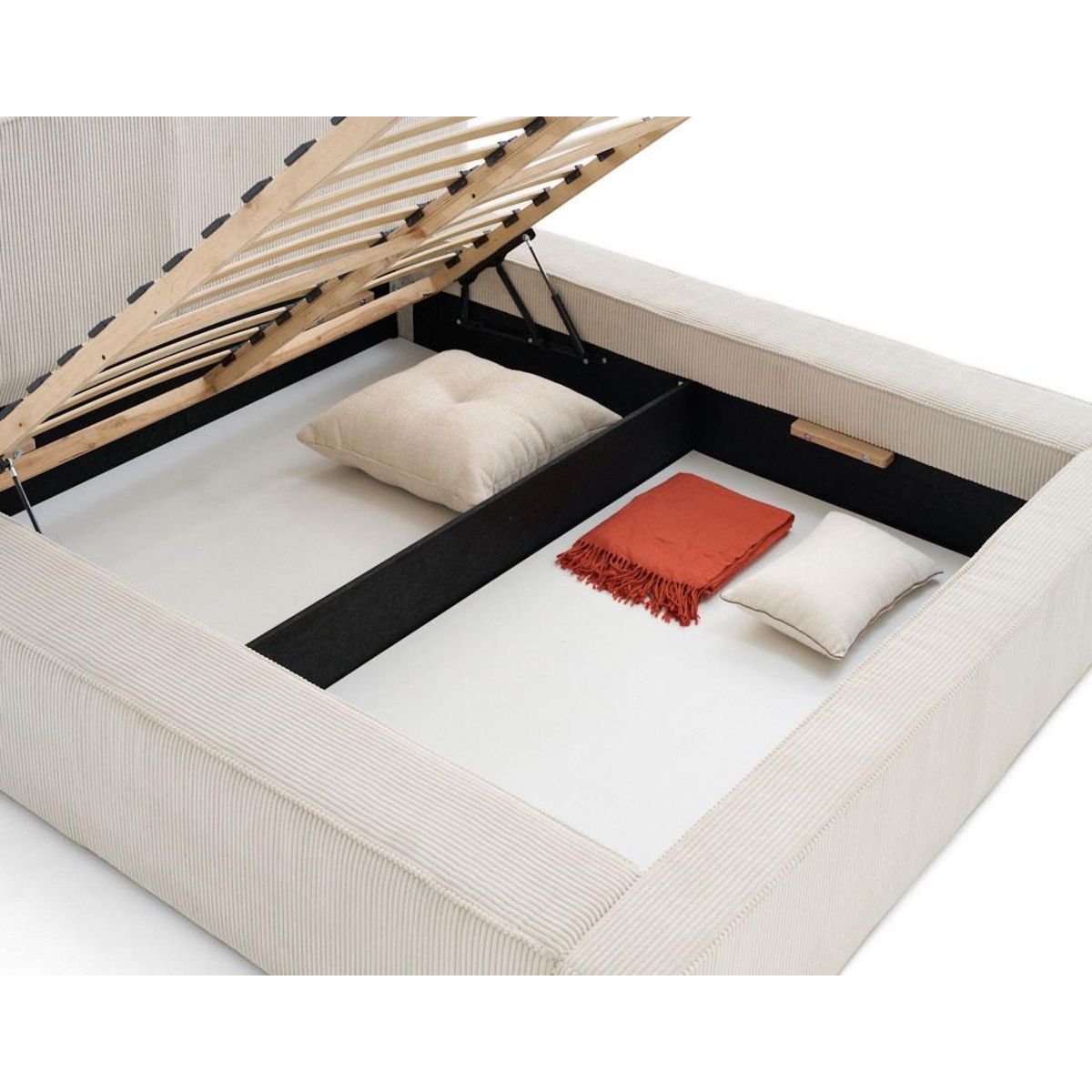 BEST MOBILIER Topaze - lit coffre - 160x200 cm - sommier inclus - velours côtelé