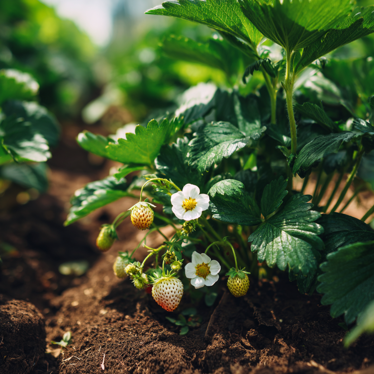 PLANT IN A BOX Fraisier - Set de 10 - Fragaria elsanta - Rhizomes - Rouge