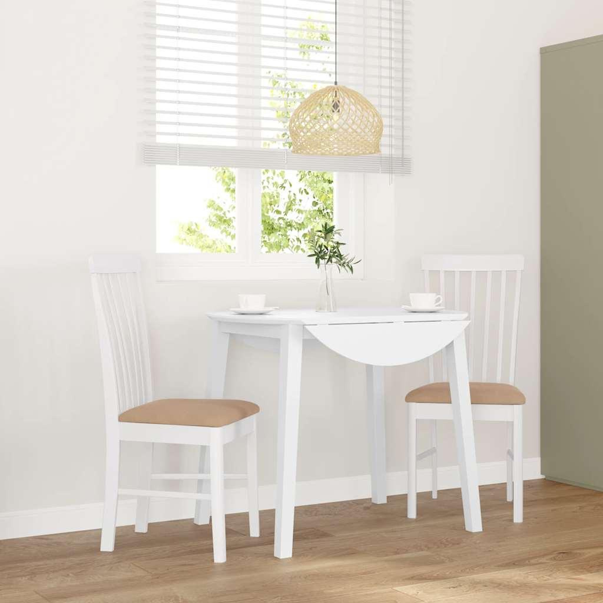 VIDAXL Chaises a manger coussins 2 pcs blanc bois massif caoutchouc