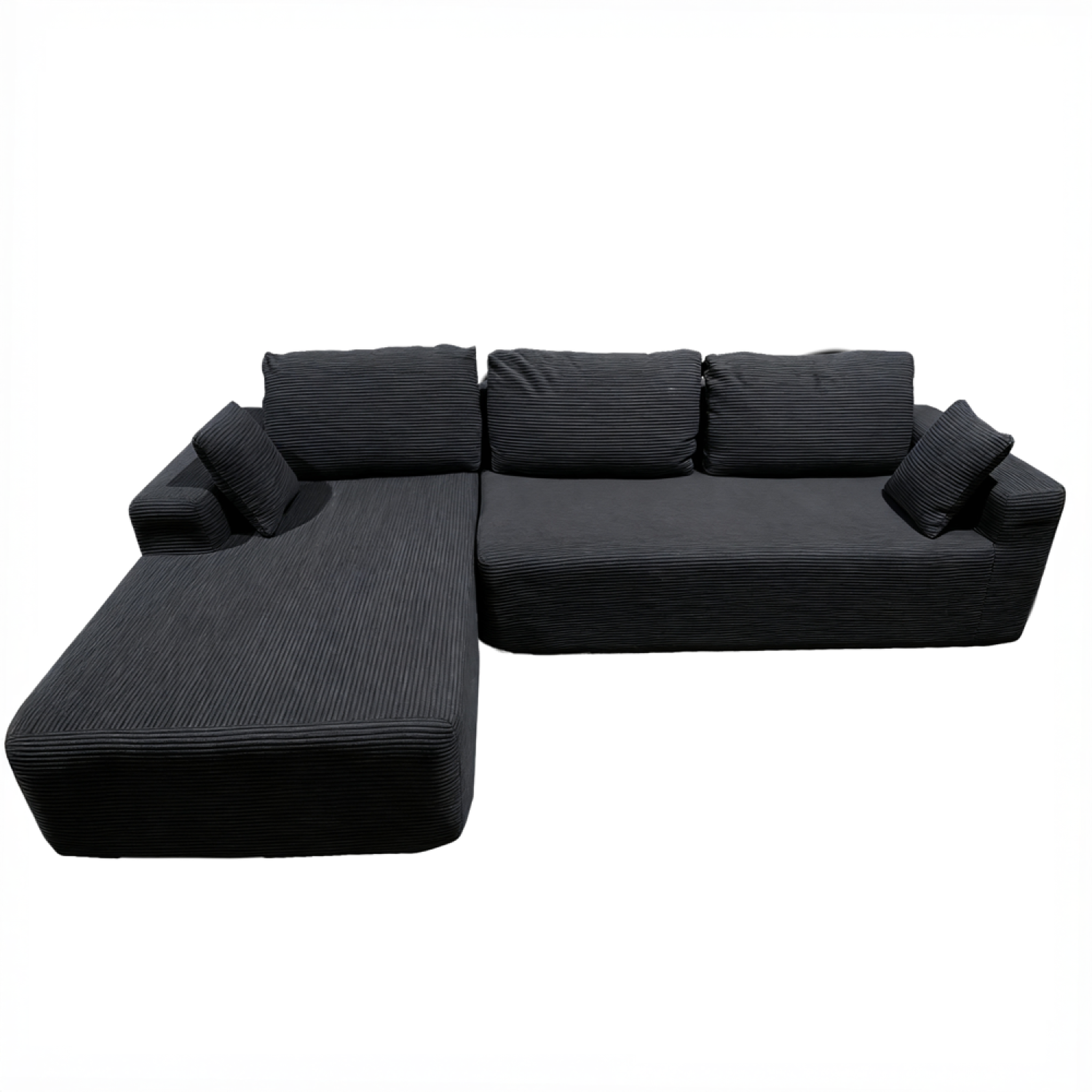 CONCEPT USINE Canapé d'angle 3 places en velours côtelé gris anthracite hove