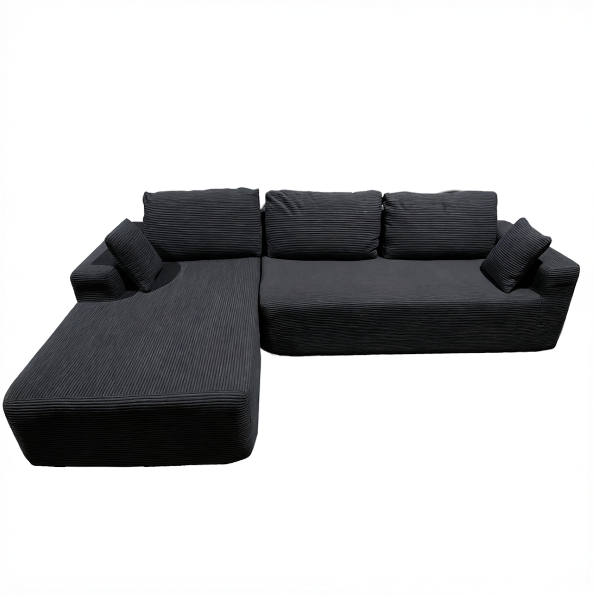 CONCEPT USINE Canapé d'angle 3 places en velours côtelé gris anthracite HOVE