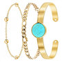 Voir la diapositive 1 : SC BOHEME Lot de 3 bracelets SC Bohème en Laiton Finement doré orné d'une pierre naturelle Turquoise
