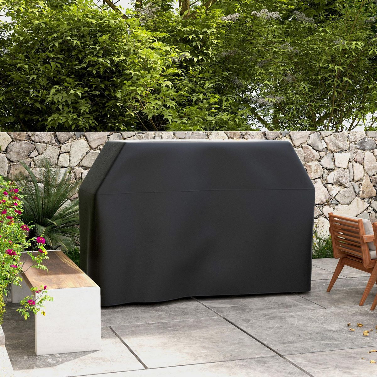 OUTSUNNY Housse de protection barbecue dim. 188L x 71l x 125H cm - imperméable, anti-UV, attaches - Oxford haute densité 300D noir