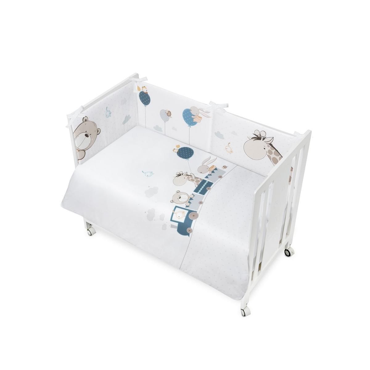 INTERBABY Parure de lit 2 Pcs. Cotton Musseline Jirafa Tren Bleu Foncé