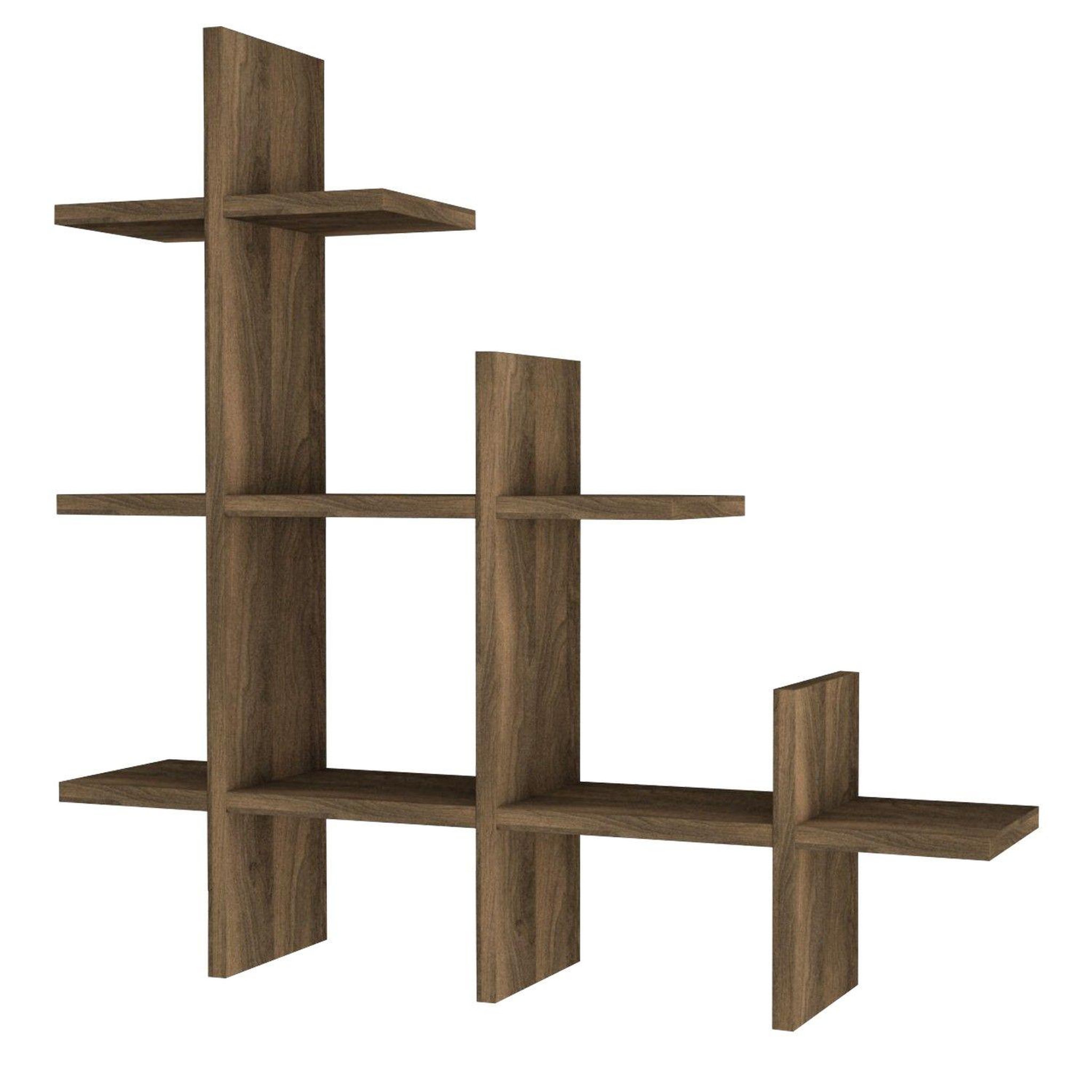Voir la diapositive 4 : TOILINUX Etagère murale en bois noe - marron