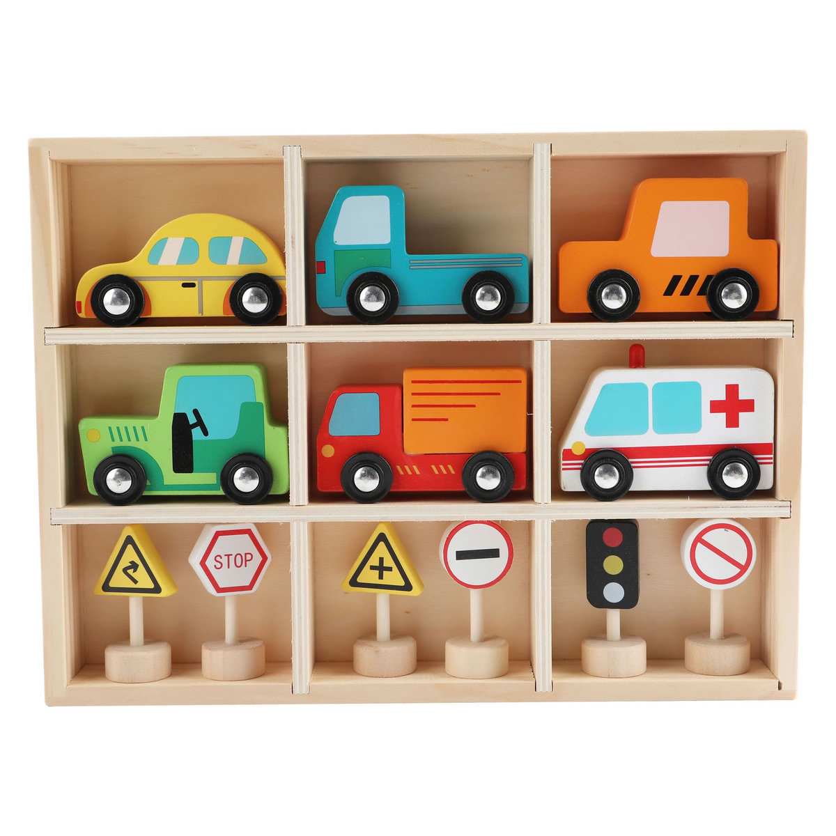 One Two Fun OTF  KIT 6 VOITURES ET ACCESS EN BOIS FSC