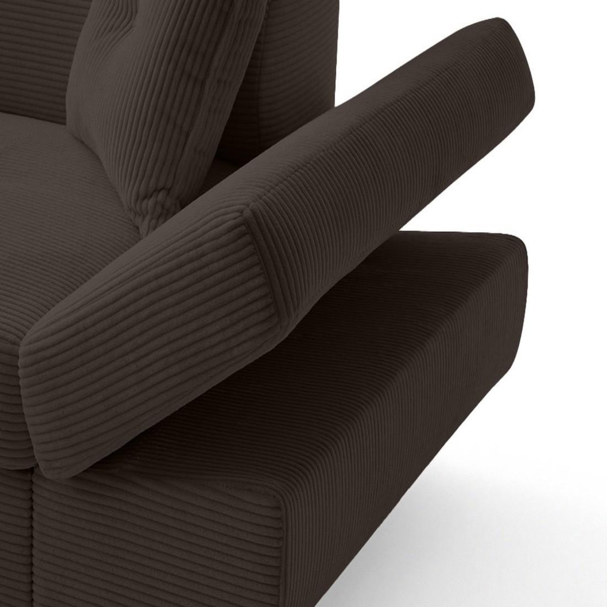 Voir la diapositive 4 : BEST MOBILIER Lisbona - canapé d'angle gauche 5 places convertible avec têtières en velours côtelé