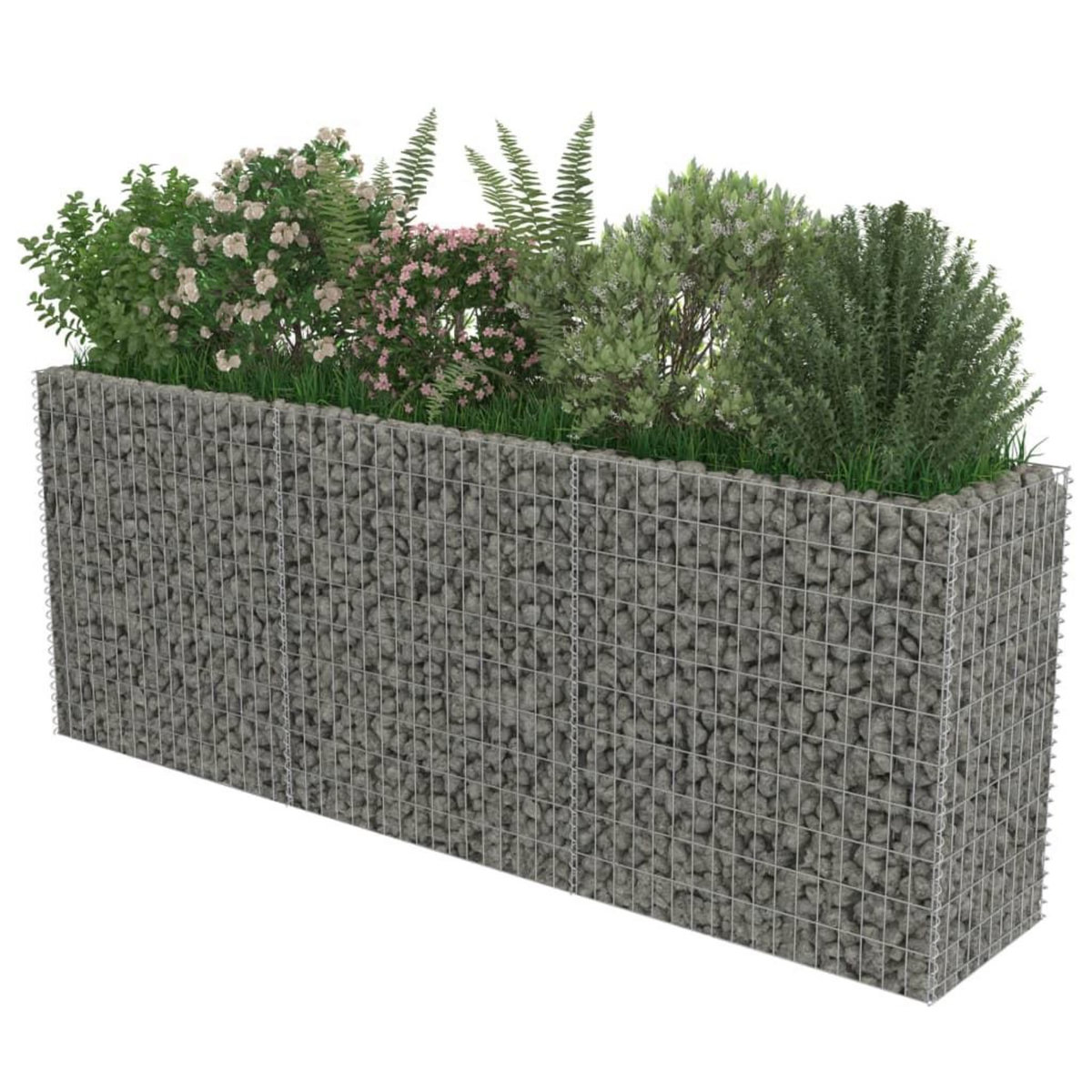 VIDAXL Lit sureleve a gabion Acier galvanise 270x50x100 cm