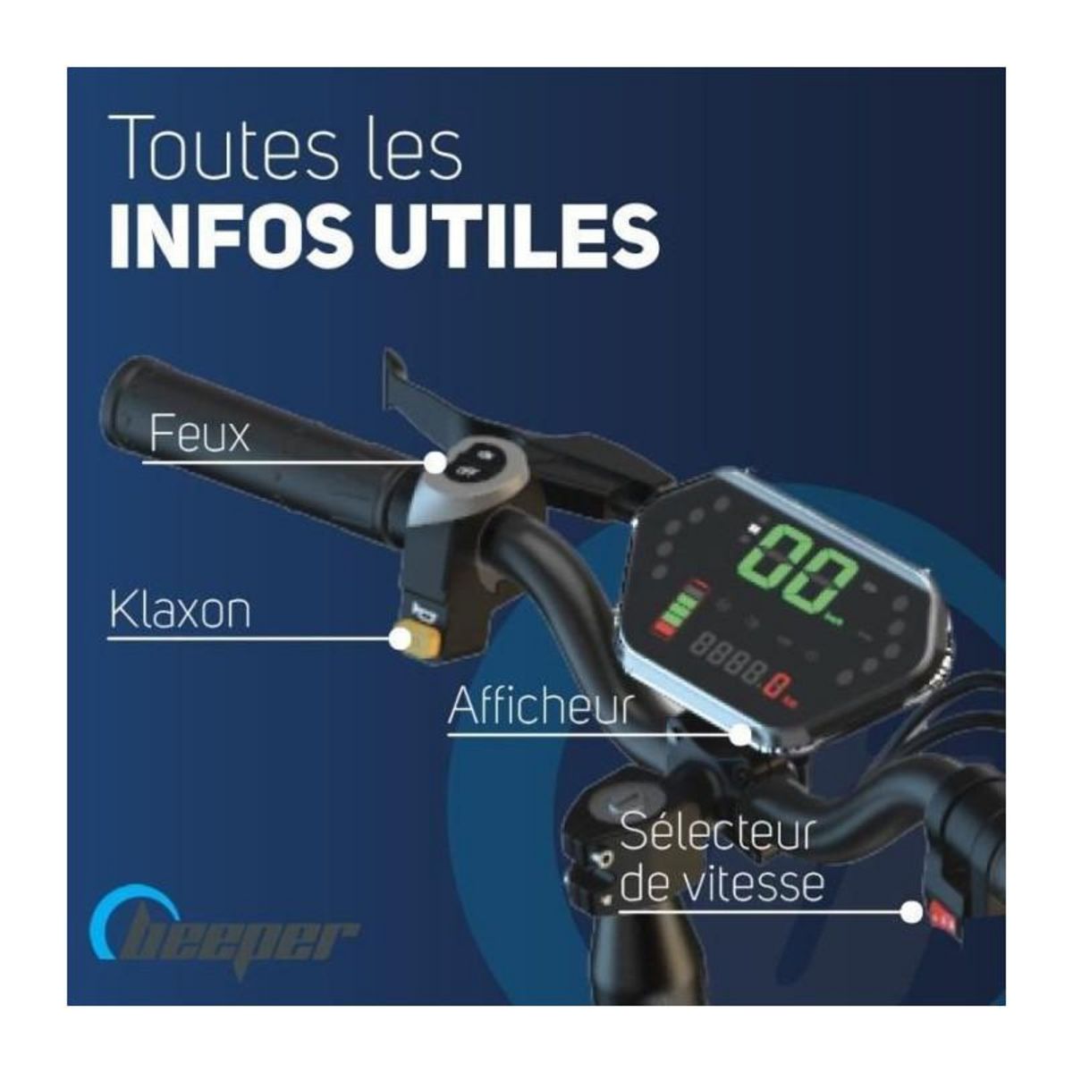 BEEPER Trottinette électrique tout-terrain - BEEPER - Cross - 500W - 10- 48V - 13Ah