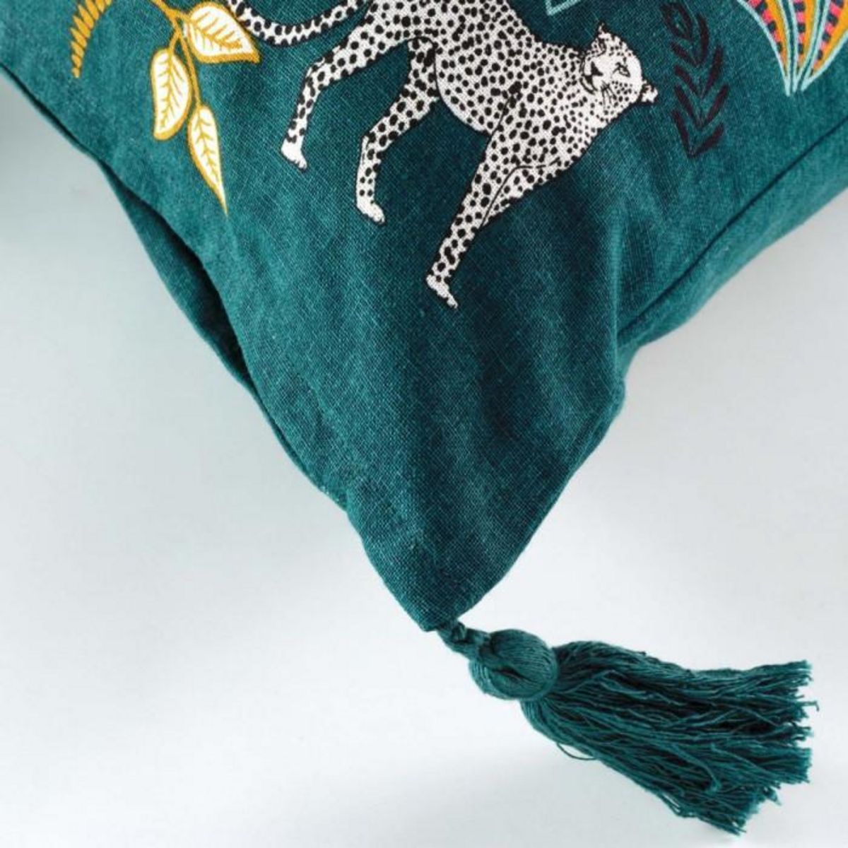 Paris Prix Housse de Coussin Pompons  Malaga  40x40cm Bleu