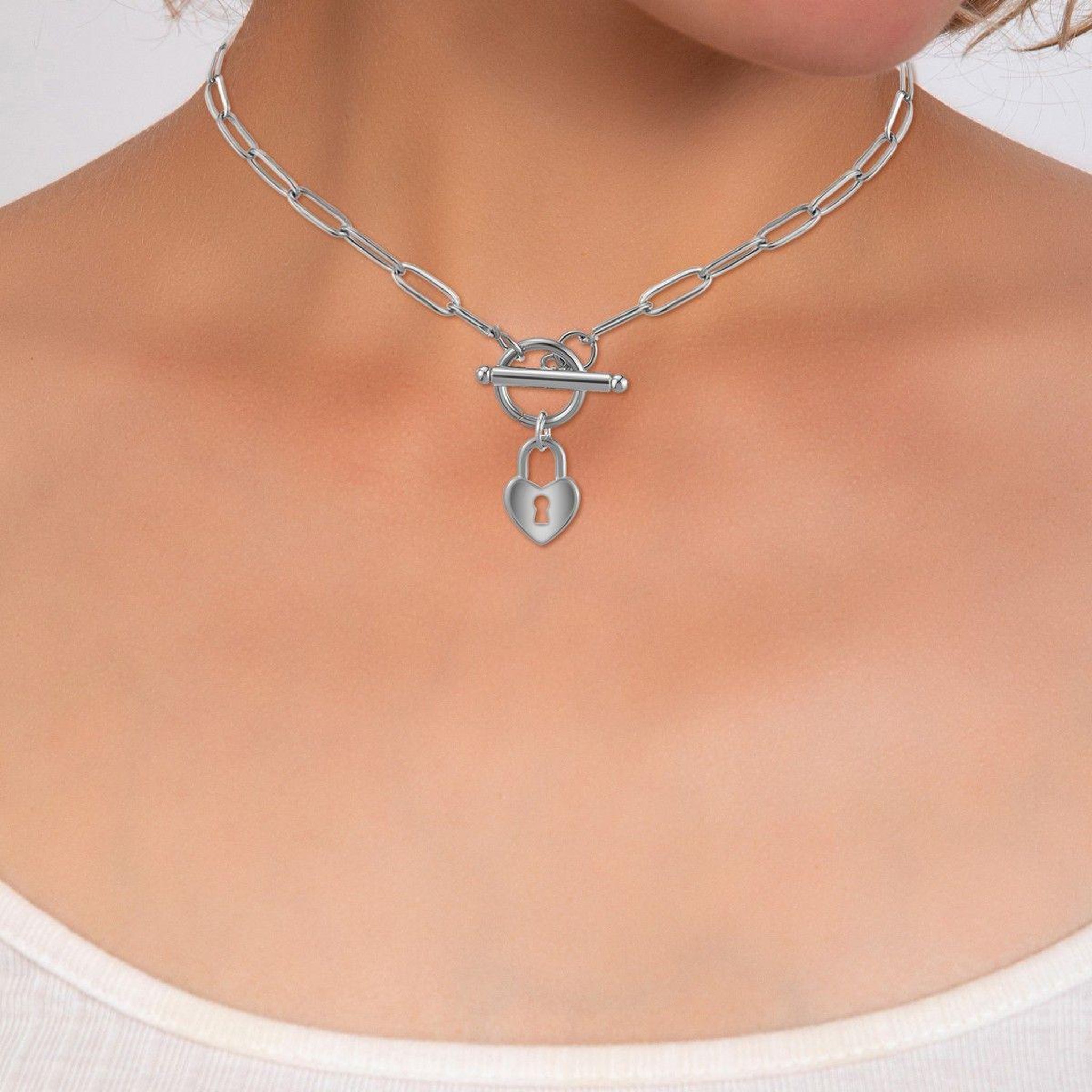 Voir la diapositive 2 : SC CRYSTAL Collier coeur par SC Crystal en acier inoxydable