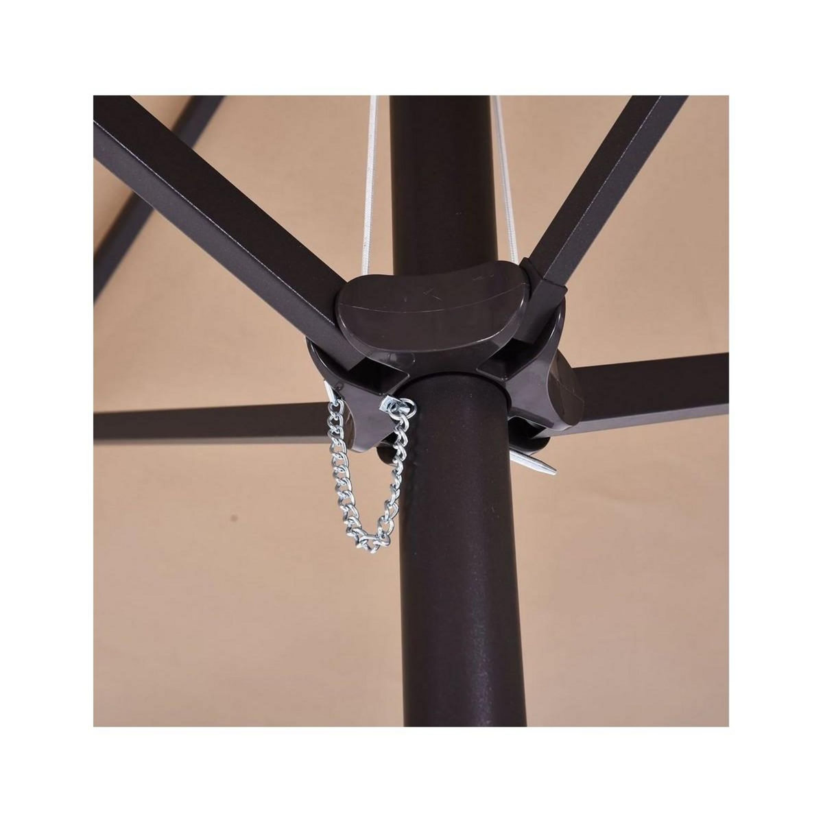 KZ GARDEN Parasol de terrasse double Marron Taupe 4.50 x 2.65 x H 2.40 Toile polyester TWIN KZ GARDEN